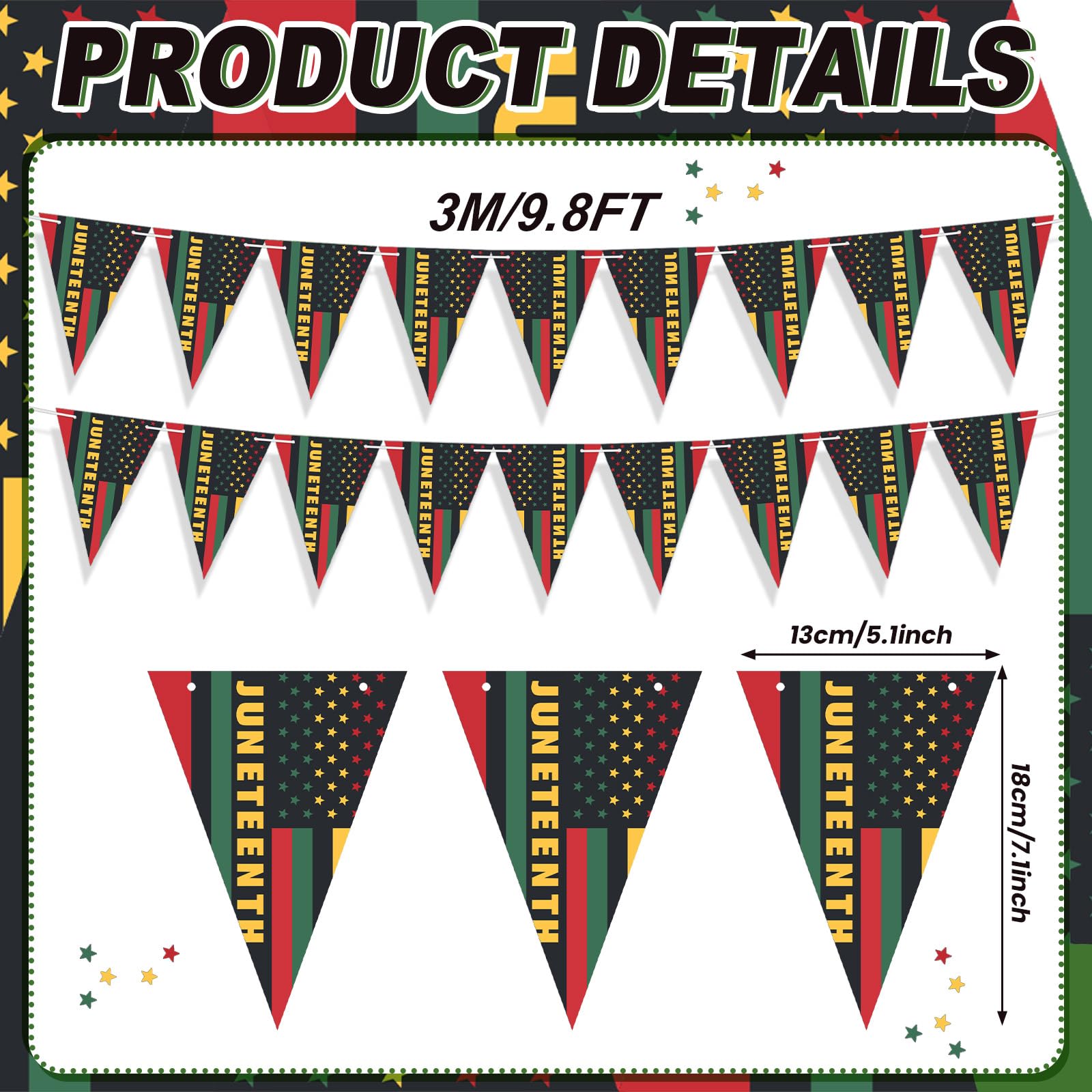 Weekgrat 5 Pcs Juneteenth Paper Banners June 19th Paper Banners for African American Festival Celebration Supplies Outdoor Decor