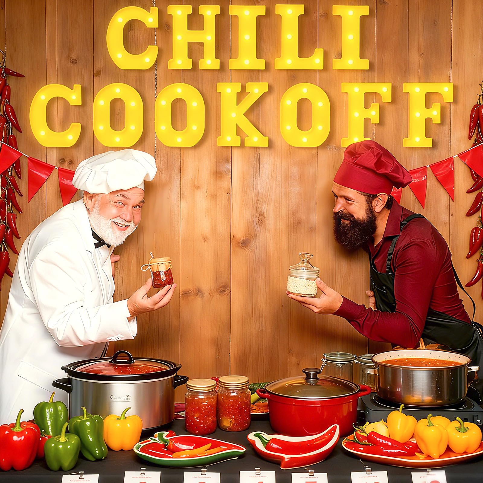 Honoson 12 Pcs Chili Cook off Party Decorations Chili Cook off LED Letter Lights Sign Table Centerpieces Decorations for Festiva