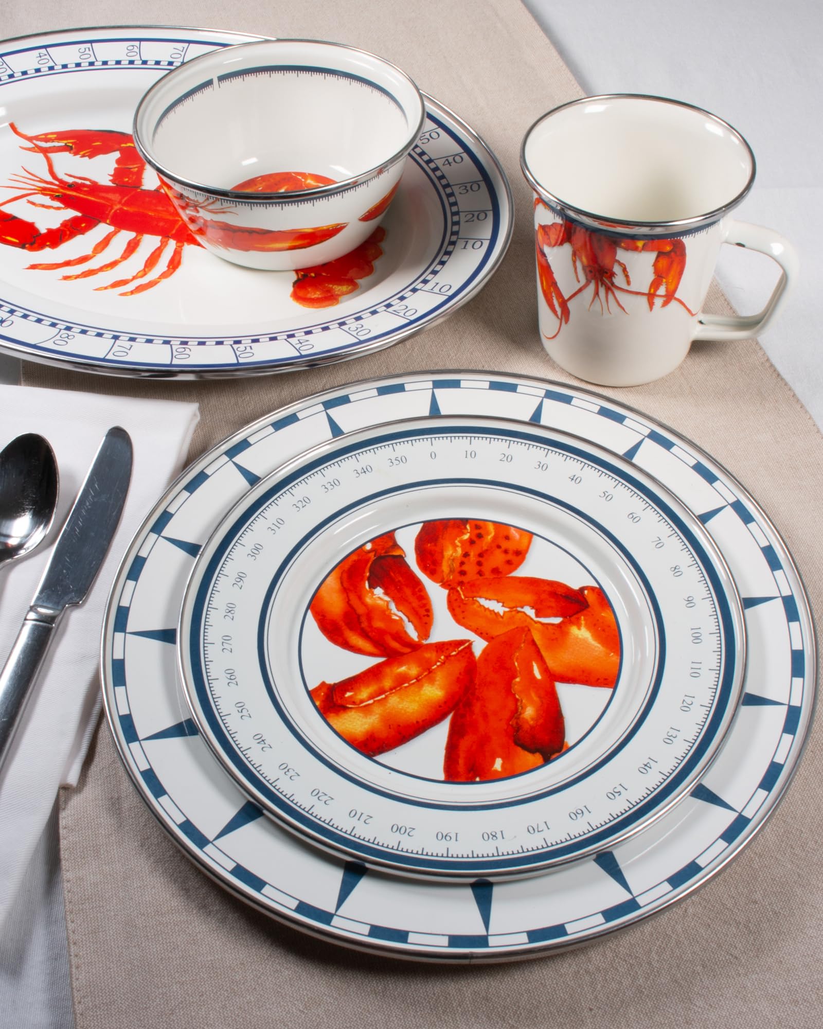 Golden Rabbit Enamelware - Set Of 4-16Oz Latte Mugs (Lobster)