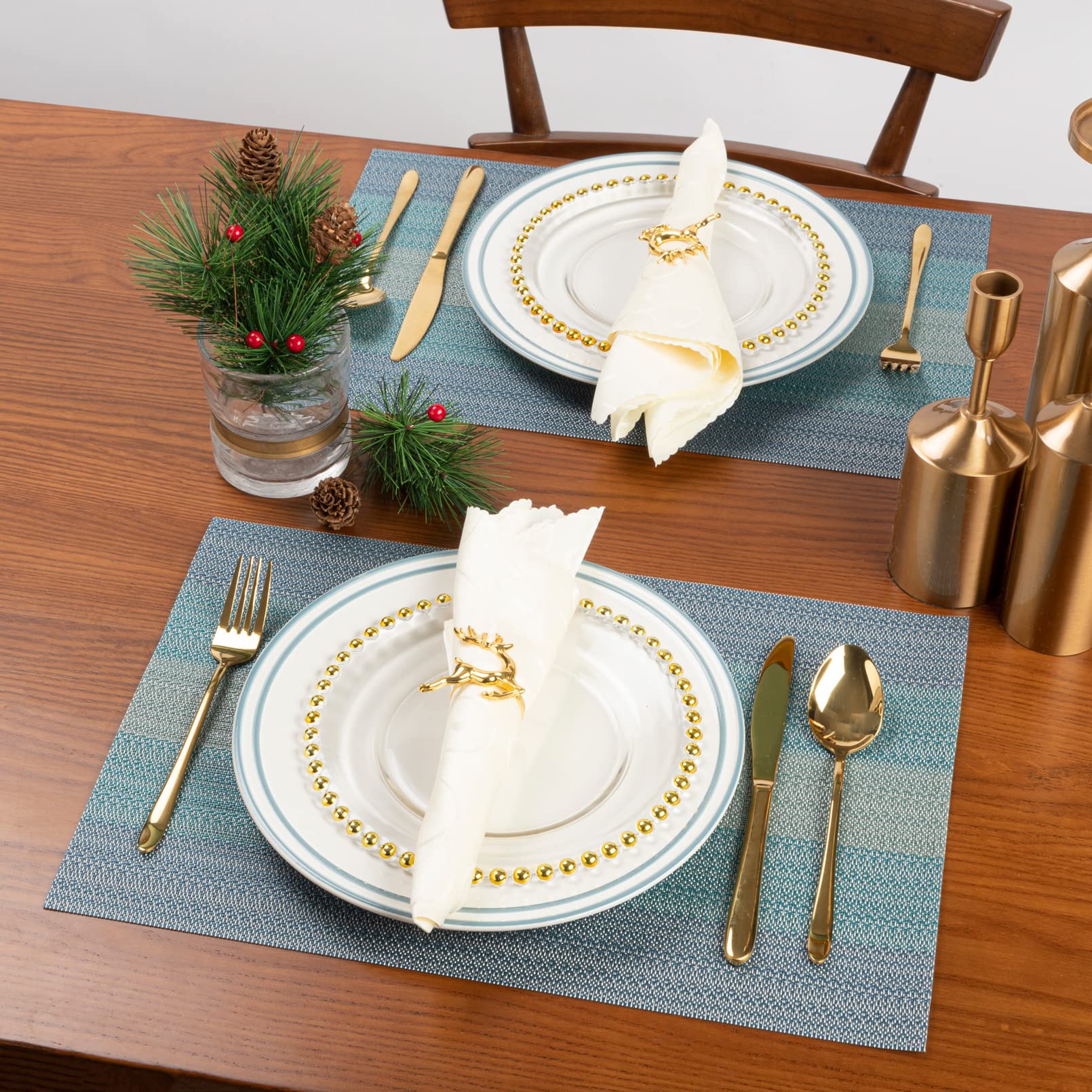 Winknowl Placemats, Set Of 8 Heat Resistant Stain Resistant Woven Vinyl Insulation Placemats, Durable Washable Elegant Table Mat