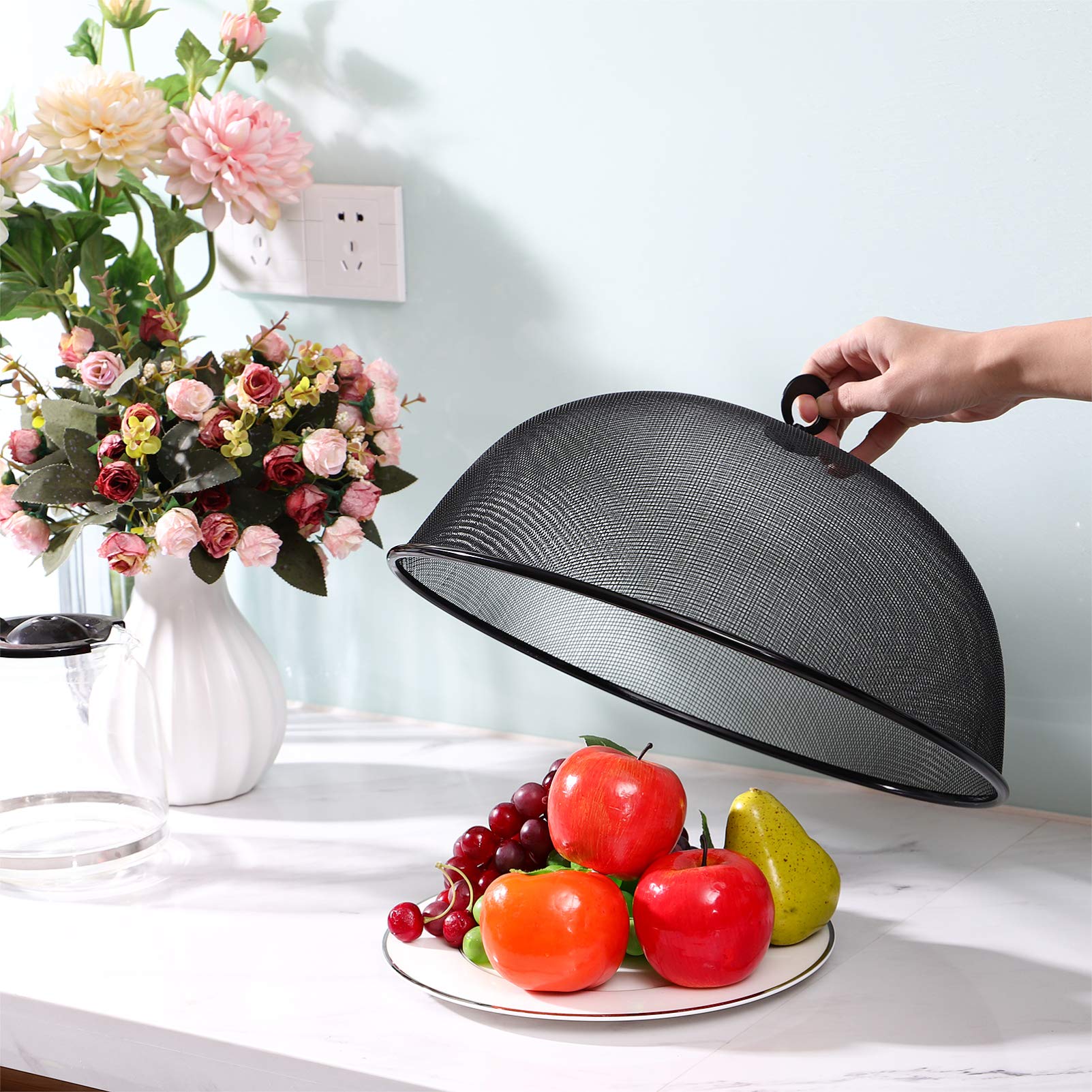 Hemoton Mesh Food Cover Stainless Steel Mesh Dome Food Cover Protector, Round Mesh Screen Food Tent For Kitchen, Outdoor, Picnic