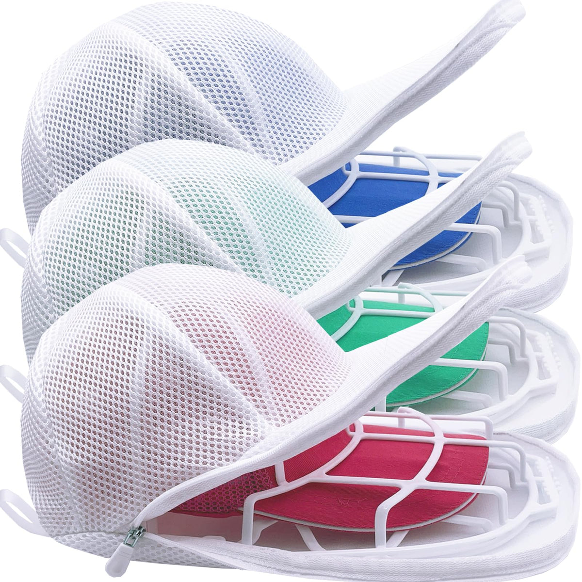 Mchkj 3 Pack Hat Washer For Washing Machine - Hat Cage For Washing, Hat Laundry Wash Bags For Baseball Caps, Hat Cleaner For Was