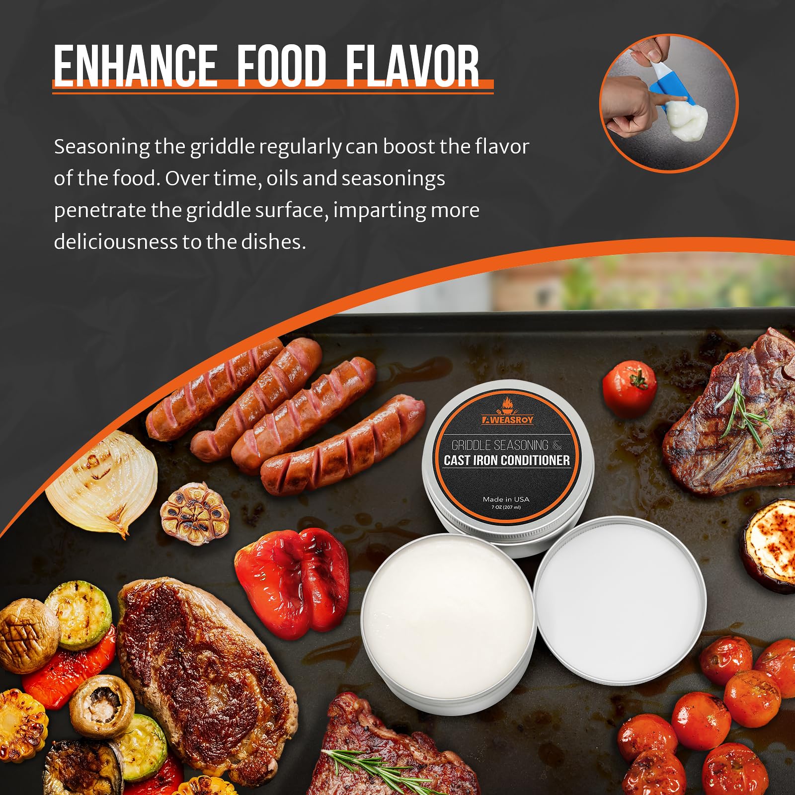 Aweasroy Griddle Seasoning For Blackstone And Cast Iron And Carbon Steel Seasoning, Maintain A Cleaner Non-Stick Skillet, 7 Ounc