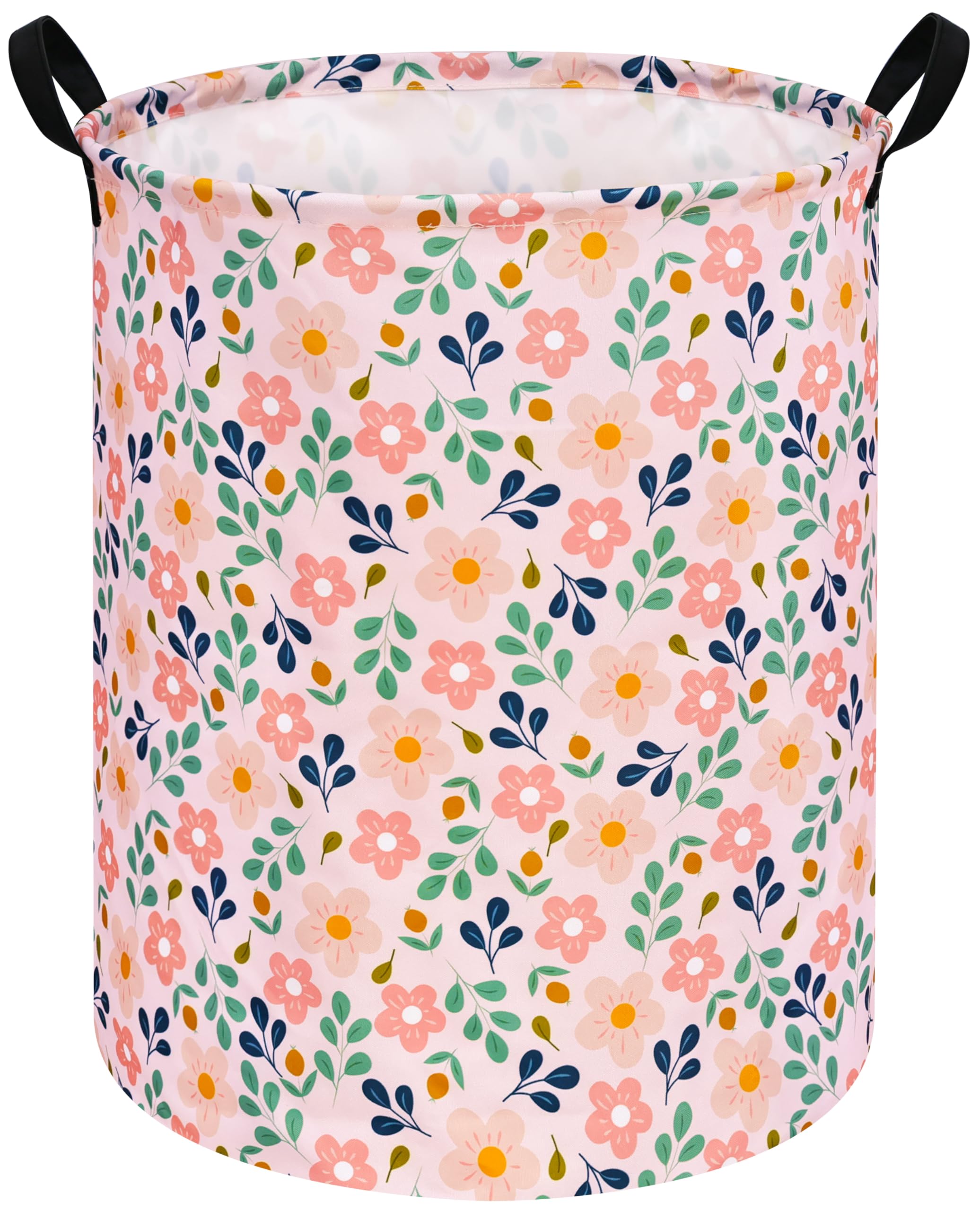 Kids Flower Hamper Storage Bins,Girls Room Decor Laundry Basket,Waterproof Clothes Organizer For Women Toy Box Large Canvas Coll