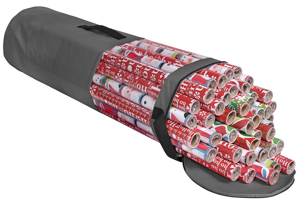 Propik Gift Wrapping Paper Storage Organizer Bag, Store Up To 25 Rolls 40 Inch, Heavy Duty Polyester Plus Pvc Clear Bag With Han