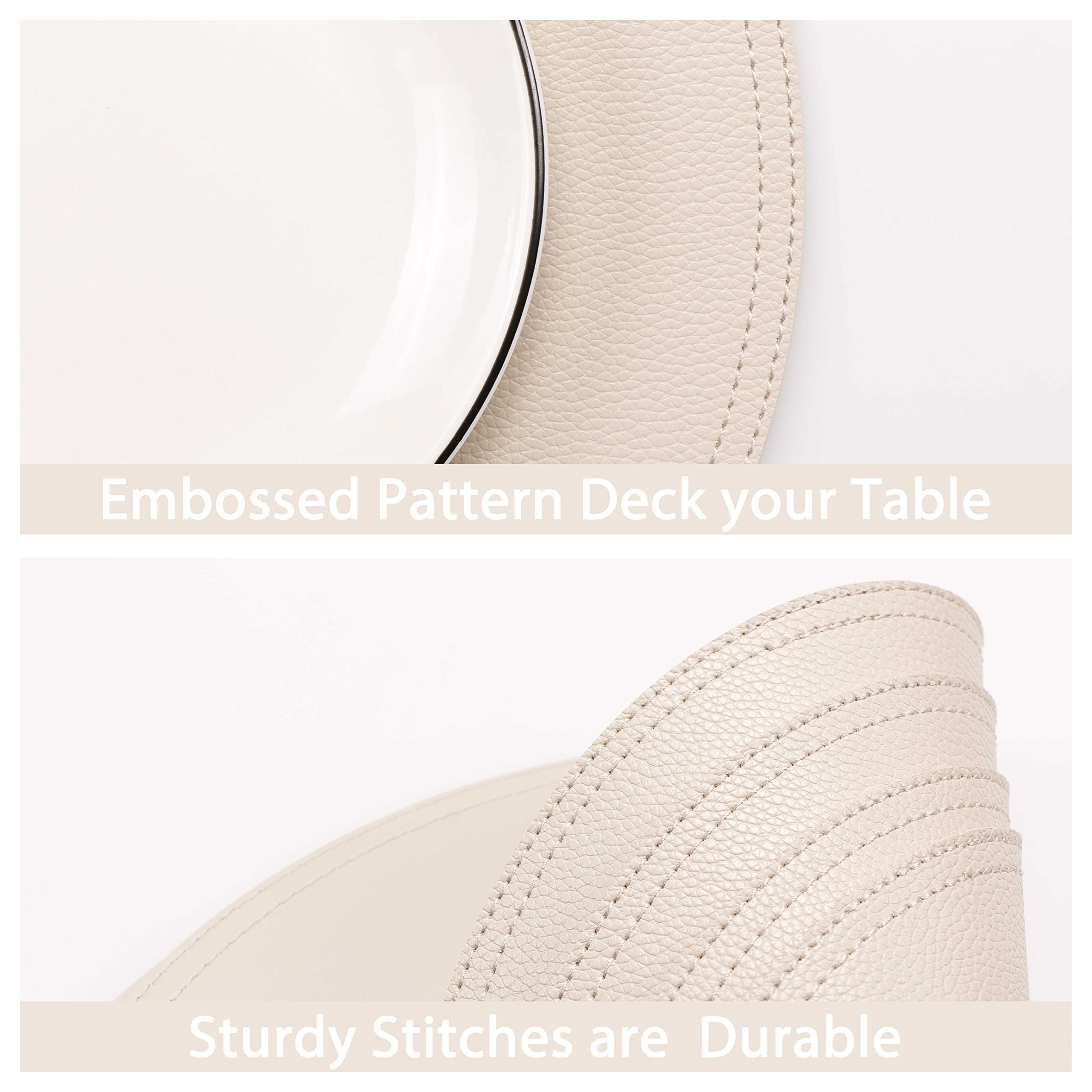 Set Of 6 Faux Leather Round Placemats And Coasters, Coffee Mats Kitchen Table Mats, Waterproof, Easy To Clean For Kitchen Dining