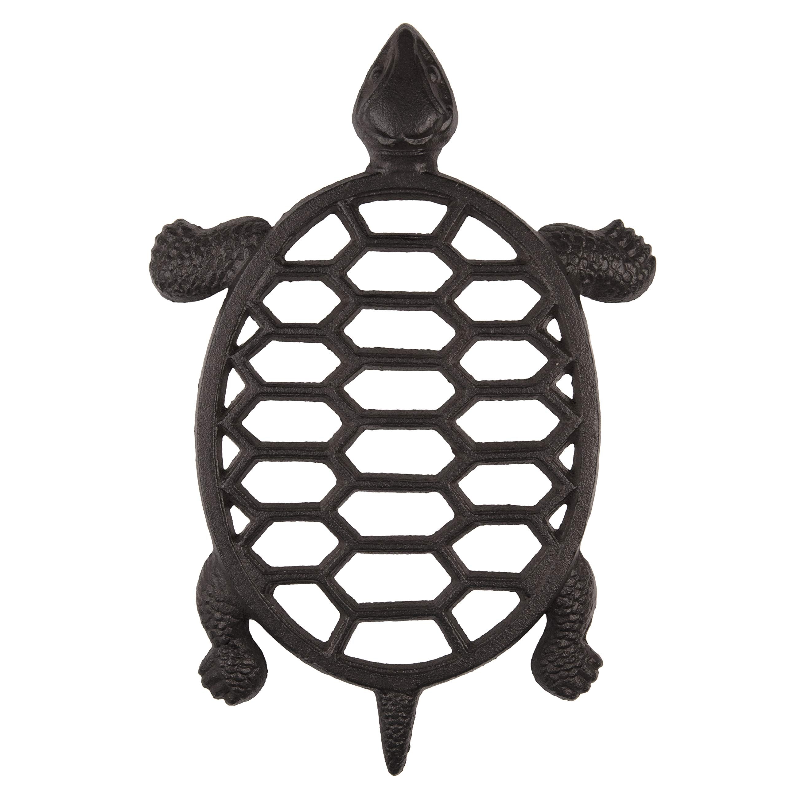 gasar  , Cast Iron Trivet for Hot Dishes, Pots, and Pans, Metal Trivet, Sea Turtle Design, Rubber Feet Caps, Ring Hanger, 11.5 x