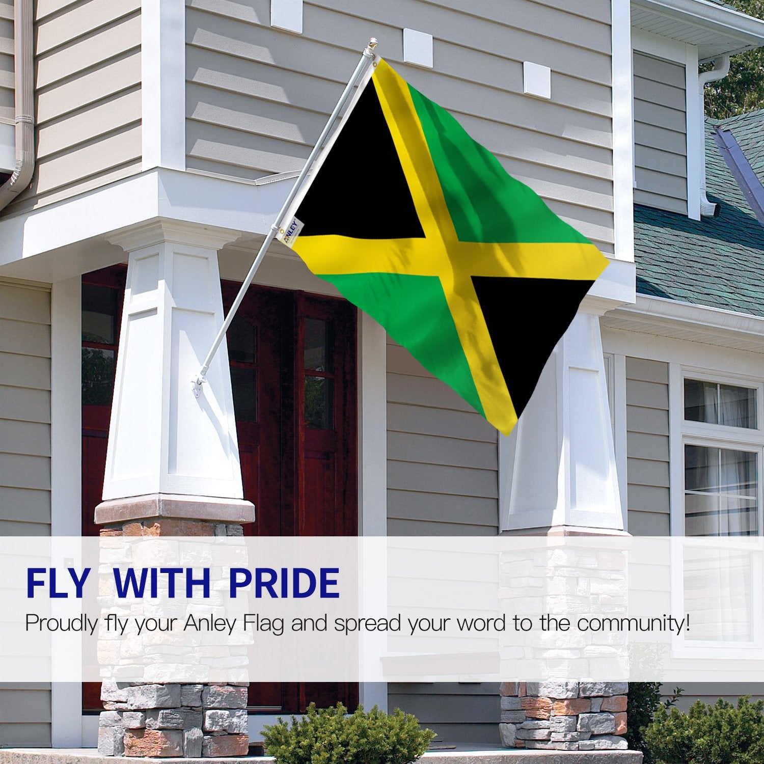 Anley Fly Breeze 3X5 Foot Jamaica Flag - Vivid Color And Fade Proof - Canvas Header And Double Stitched - Jamaican National Flag