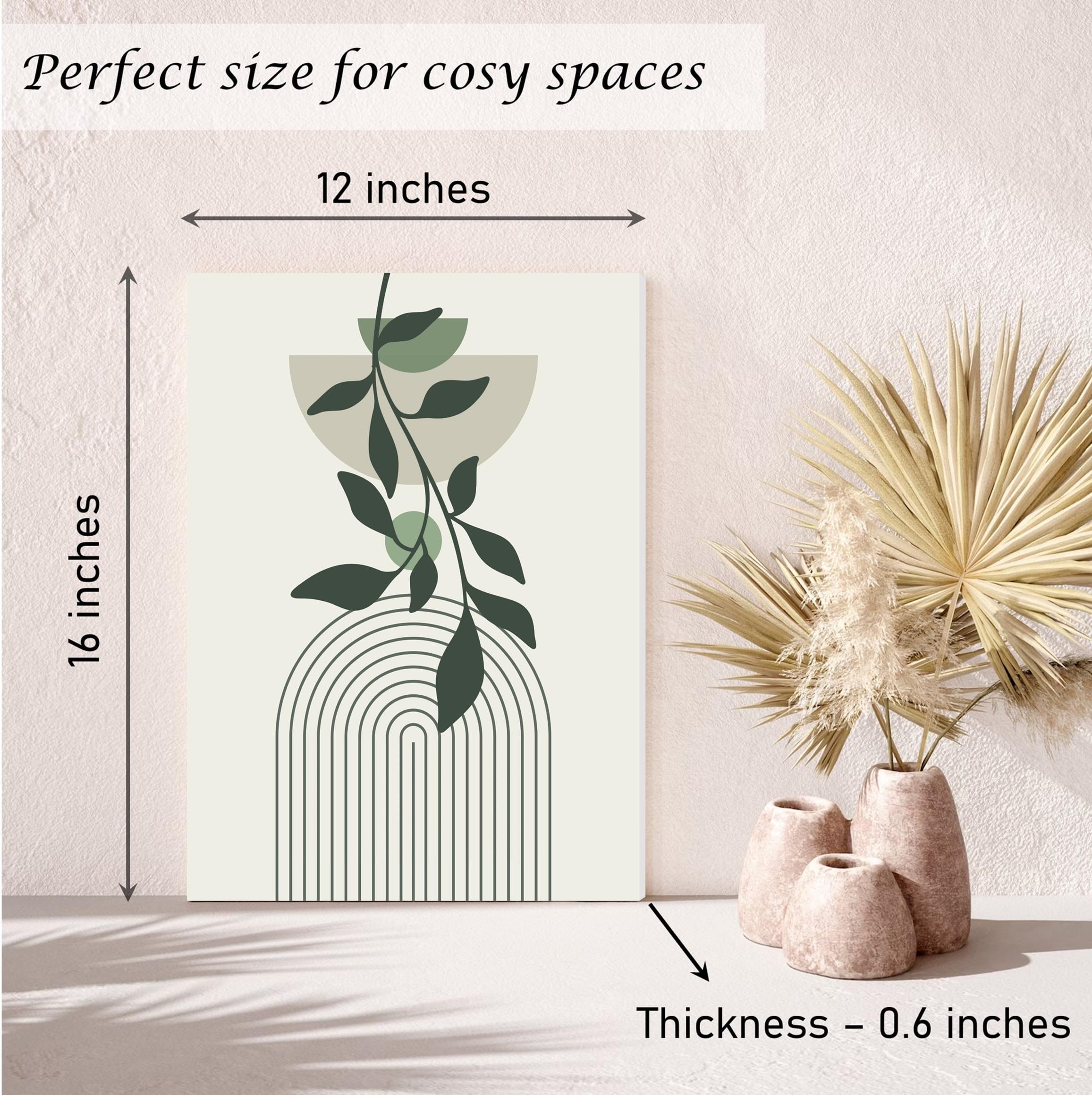 Induslyfe Large Framed Boho Canvas Wall Art Set Of 3, Mid Century Modern Room Decor, Minimalist Geometric Abstract Boho Bathroom