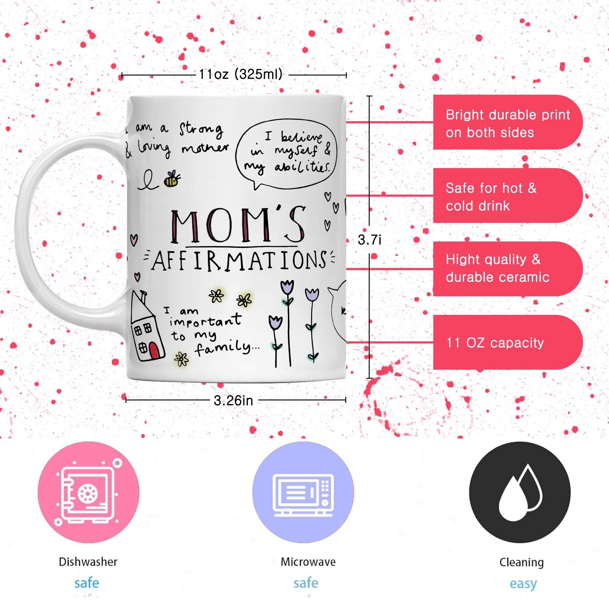 Gossby Mom Affirmation Coffee Mug - Mother s Day, Christmas, Birthday Gift For Mom - Positive Energy Gifts For Women - 11oz Whi