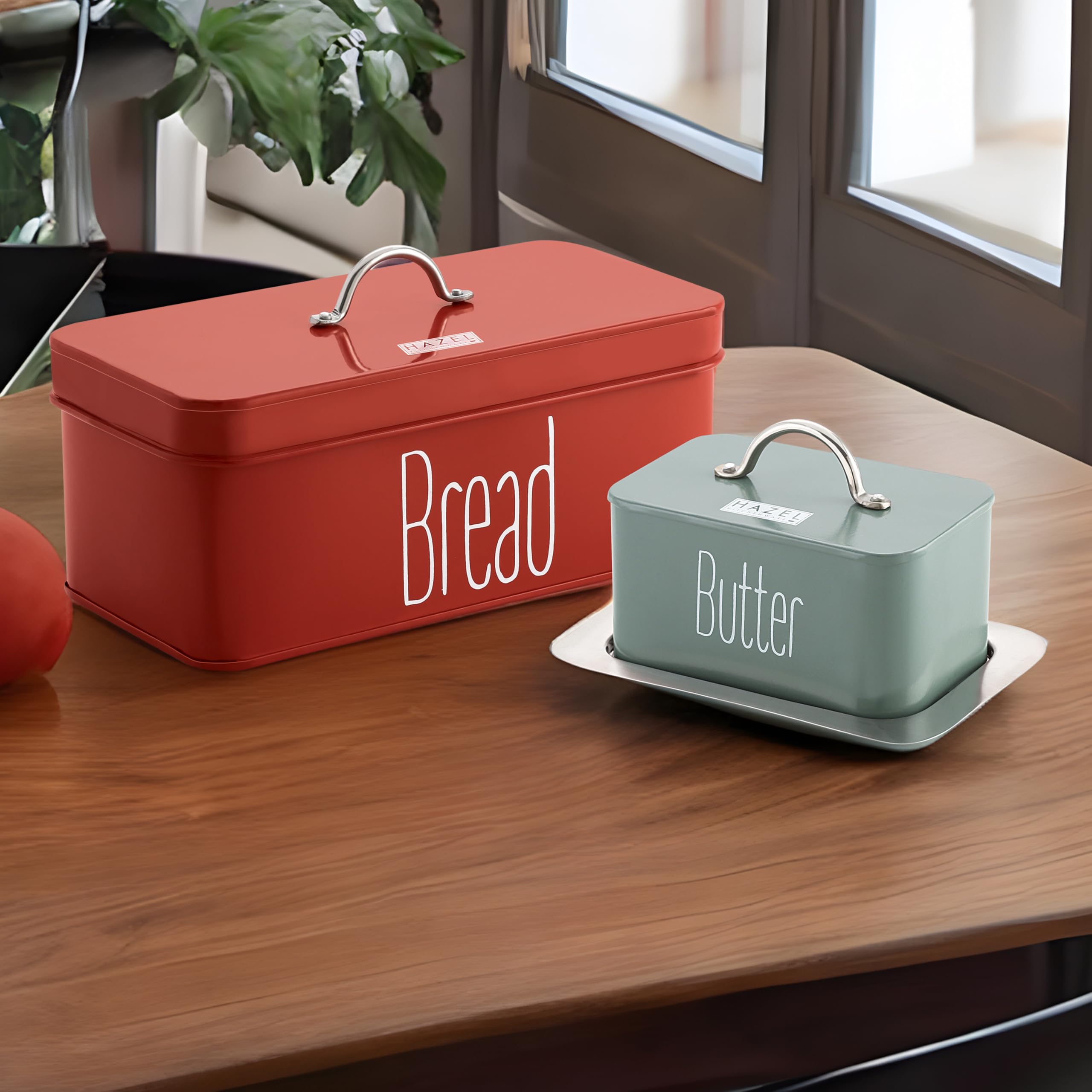 HAZEL Bread Butter Box Set | Bread Box and Butter Dish Combo | Bread and Butter Storage Box for Kitchen, Food Grade Material