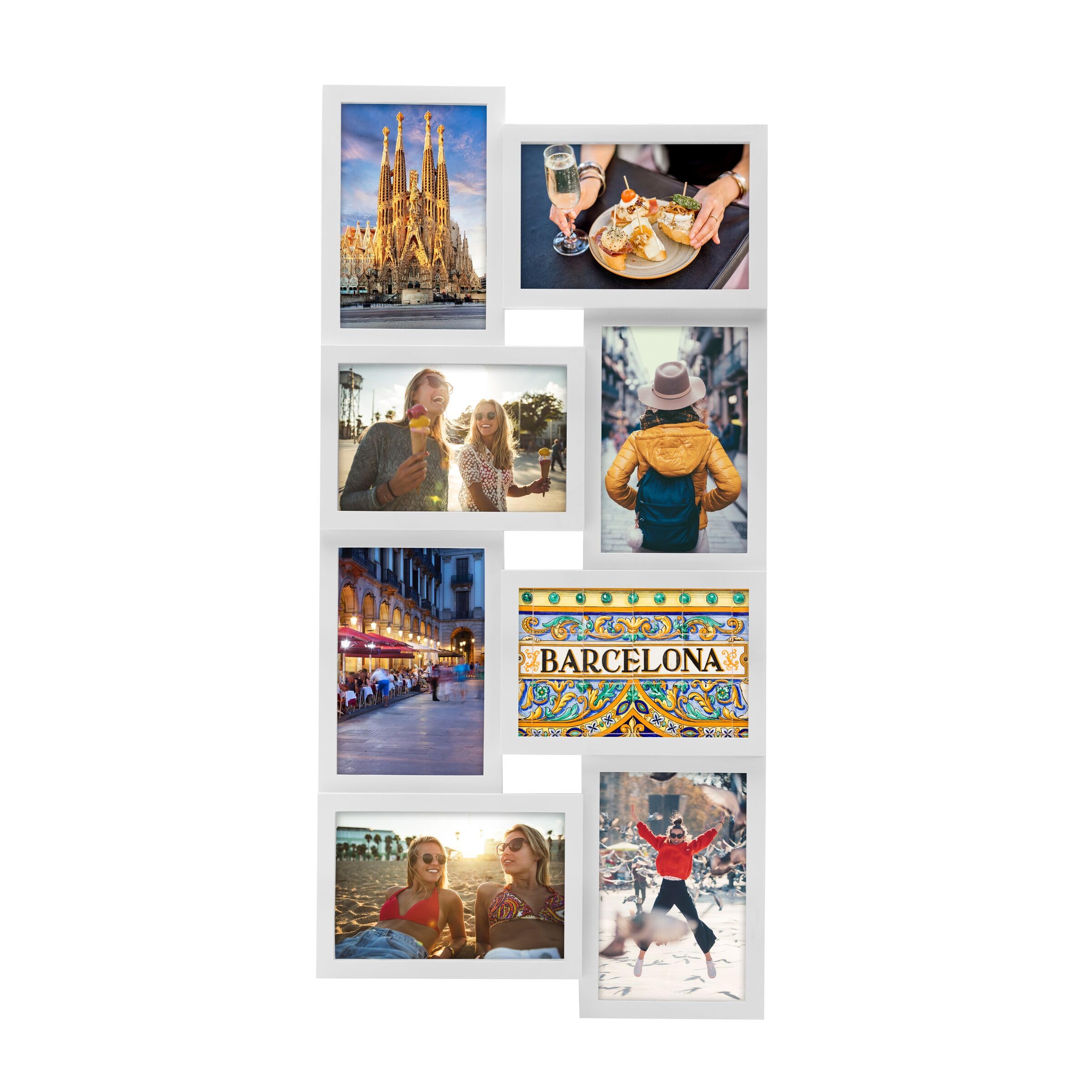 Melannco 24 x 12 Inch 8 Opening Photo Collage Frame, Displays Four 4x6 and Four 6x4 Inch Photos, White