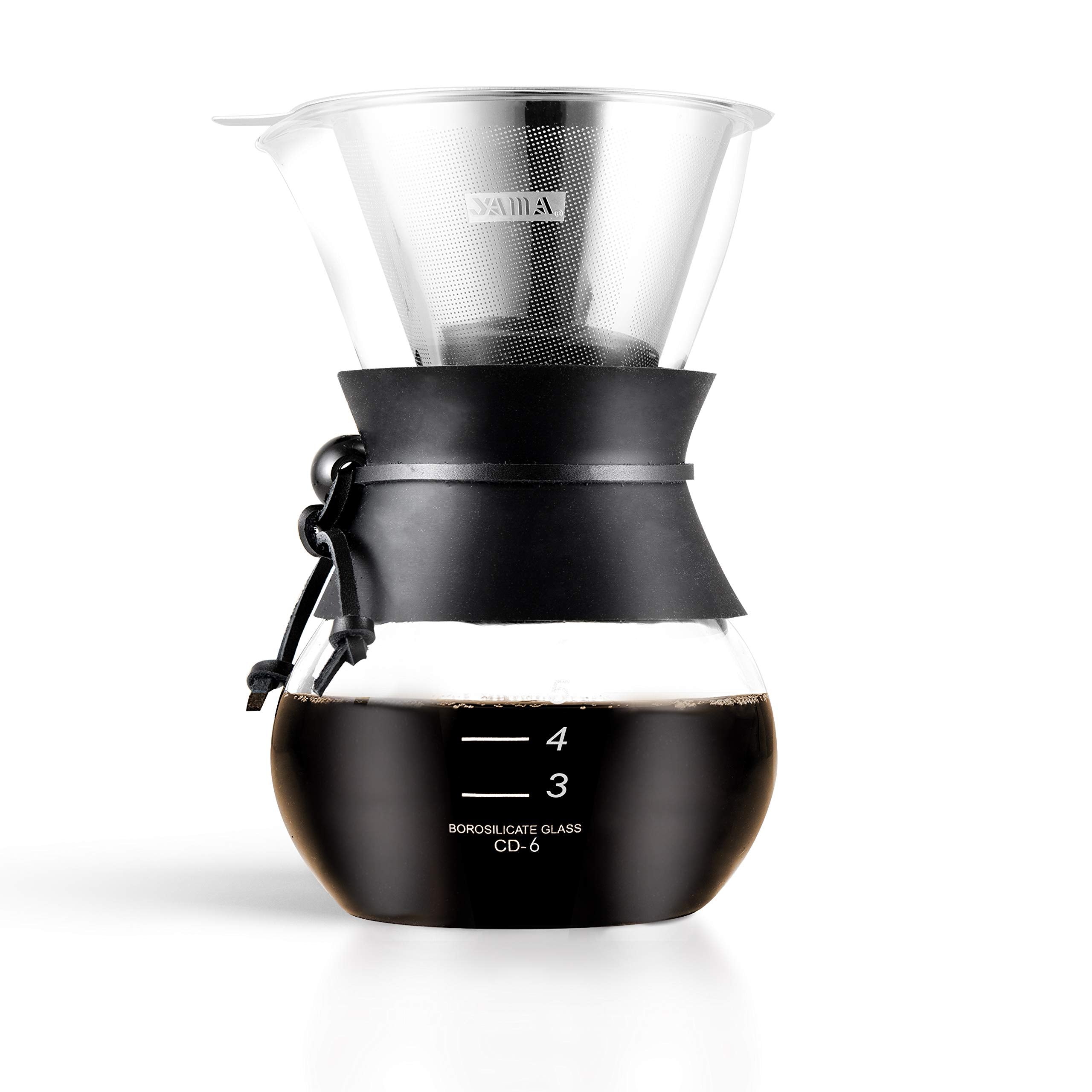 Yama Coffee Drip Pot With Reusable Filter Cone (30Oz /W Heat Sleeve)