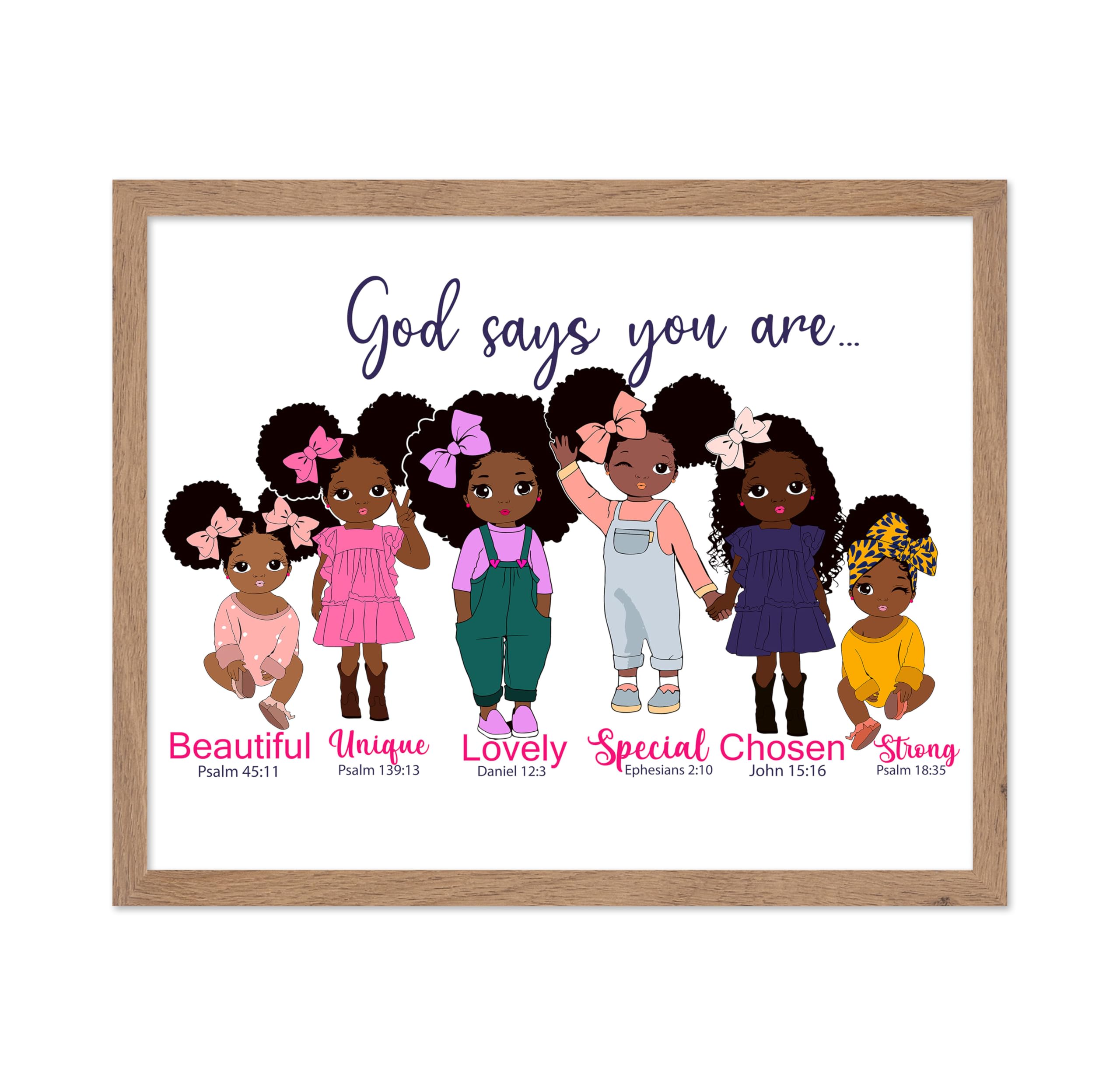 Poster Master God Says You Are Poster - Bible Verse Print - African American Art - Afro Girls Art - Gift for Men, Women & Parent