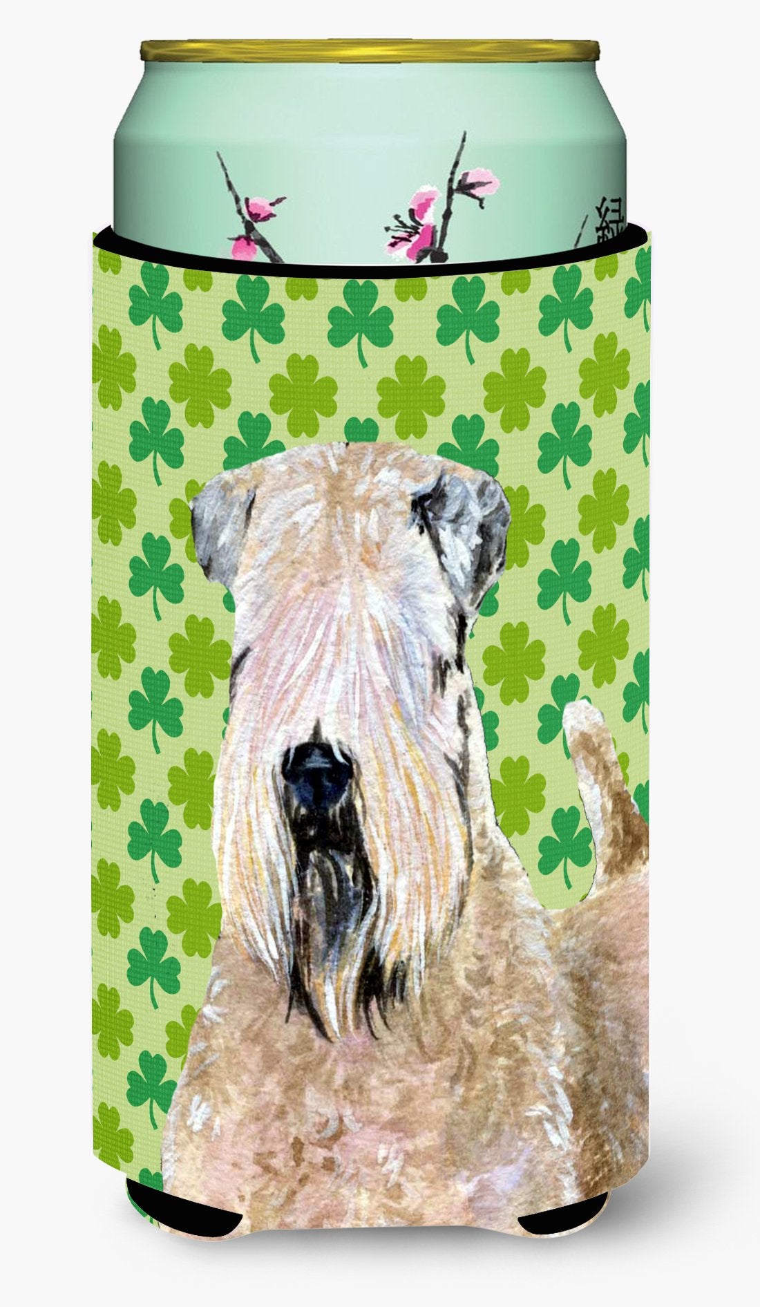 Wheaten Terrier Soft Coated St. Patrick's Day Shamrock  Tall Boy Beverage Insulator Beverage Insulator Hugger