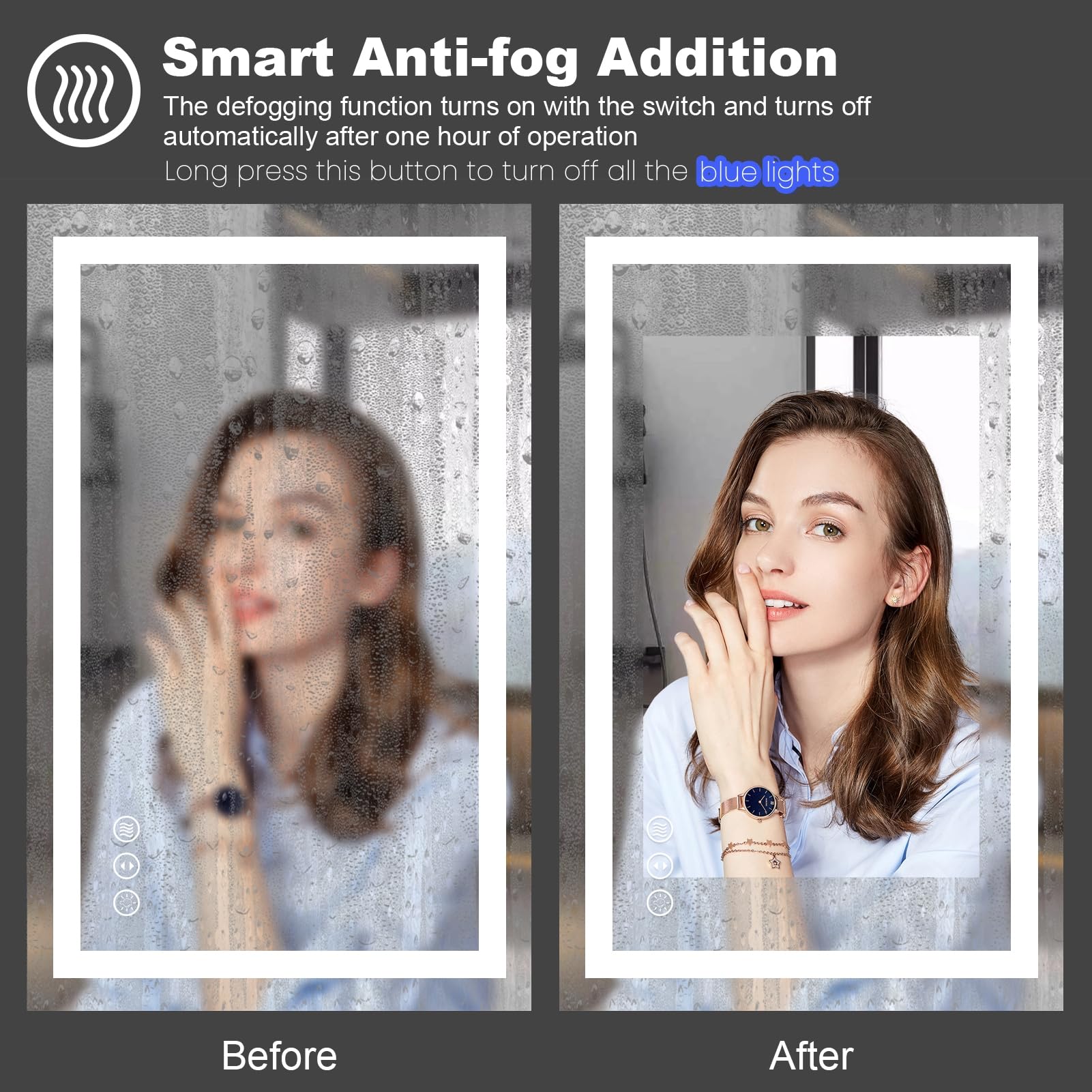 Amorho 84''X 40'' Led Mirror For Bathroom With Front And Backlight, Large Dimmable Wall Mirrors With Anti-Fog, Shatter-Proof, Me