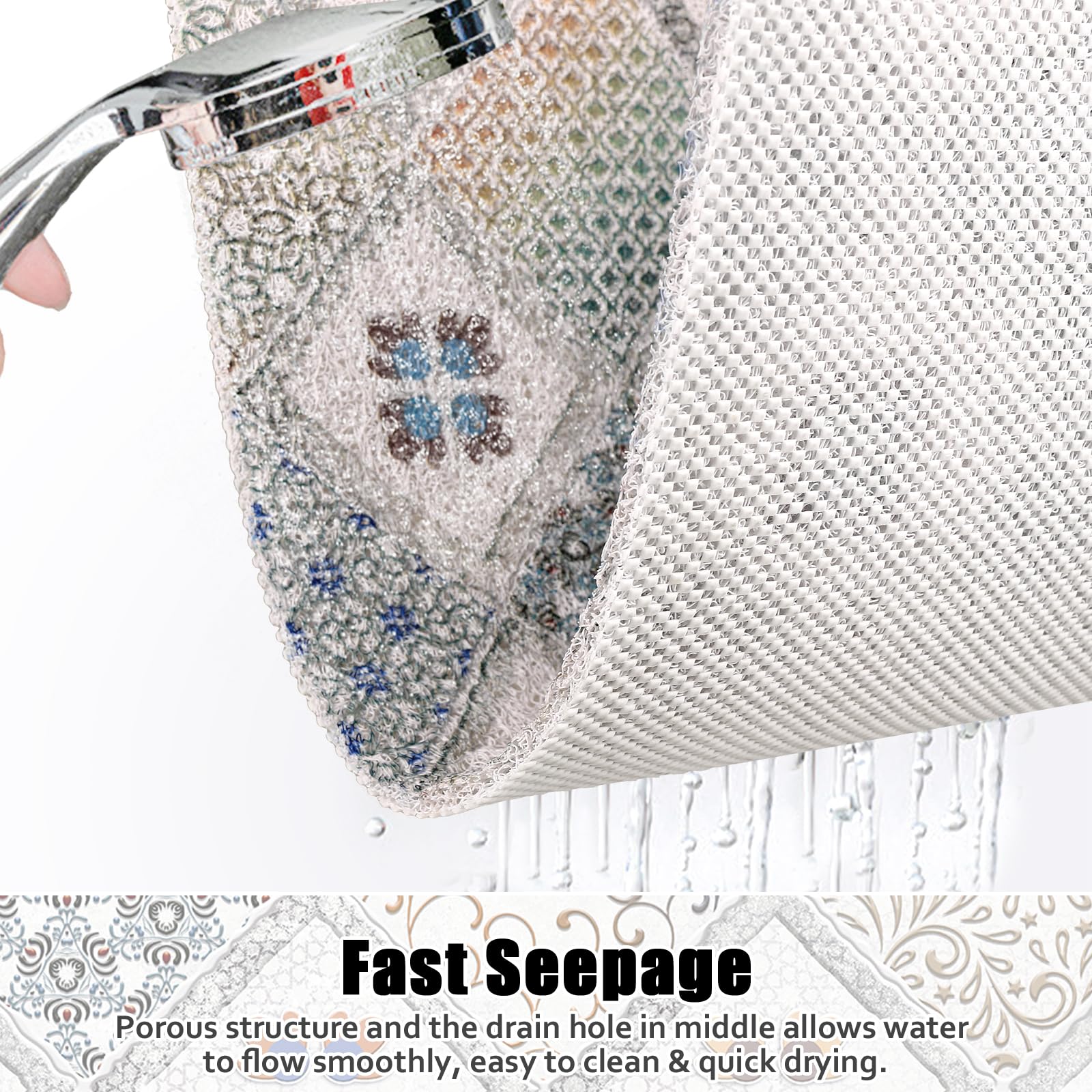 Square Shower Mat Non Slip: 31X31 Inch Extra Large Shower Floor Mat With Drain Hole In Middle - Soft Pvc Loofah Bath Mat For Sho