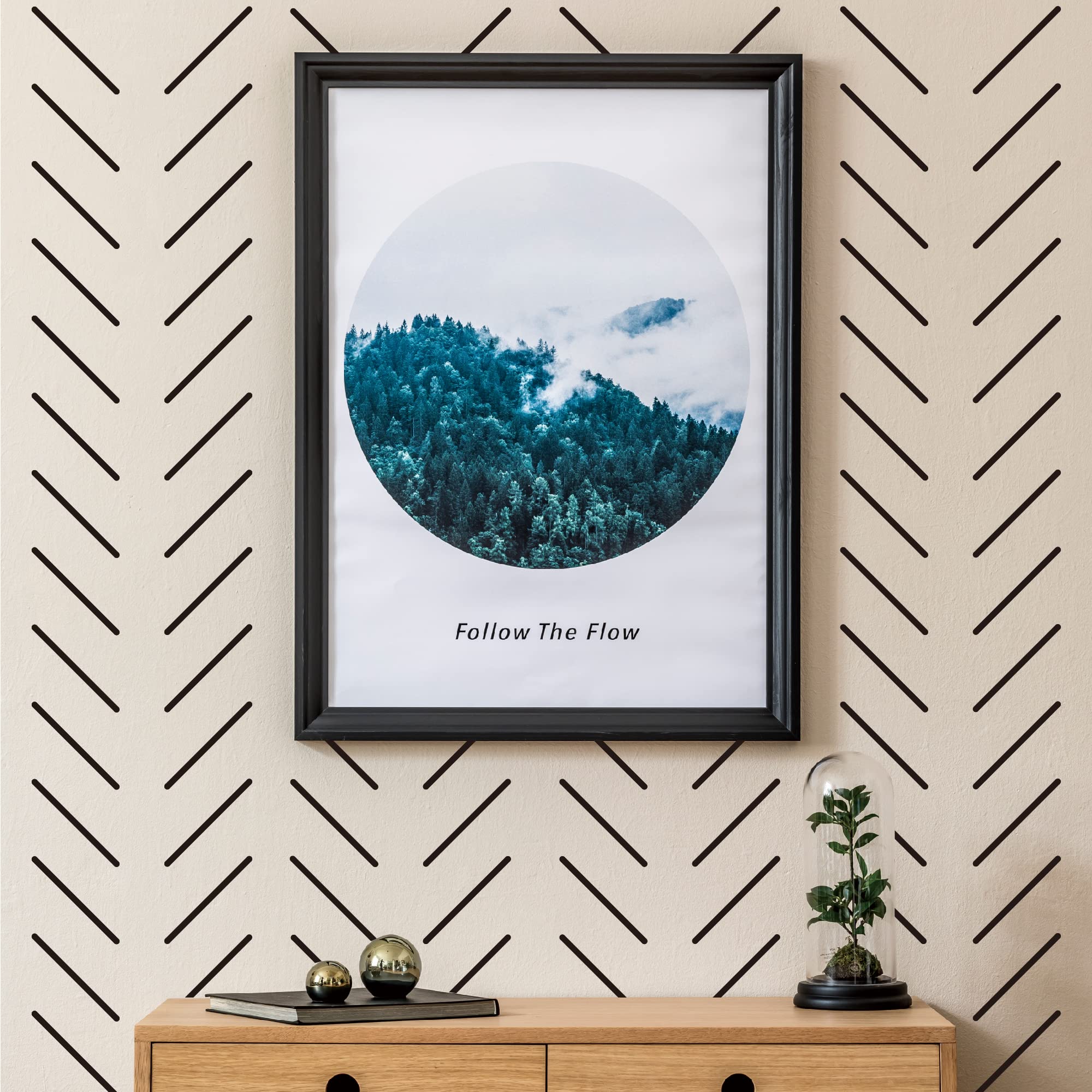 A Room with Black Line Vinyl Wall Decals  Peel and Stick Modern Boho Stickers  300 Stripes with a Reference Template for Sticking