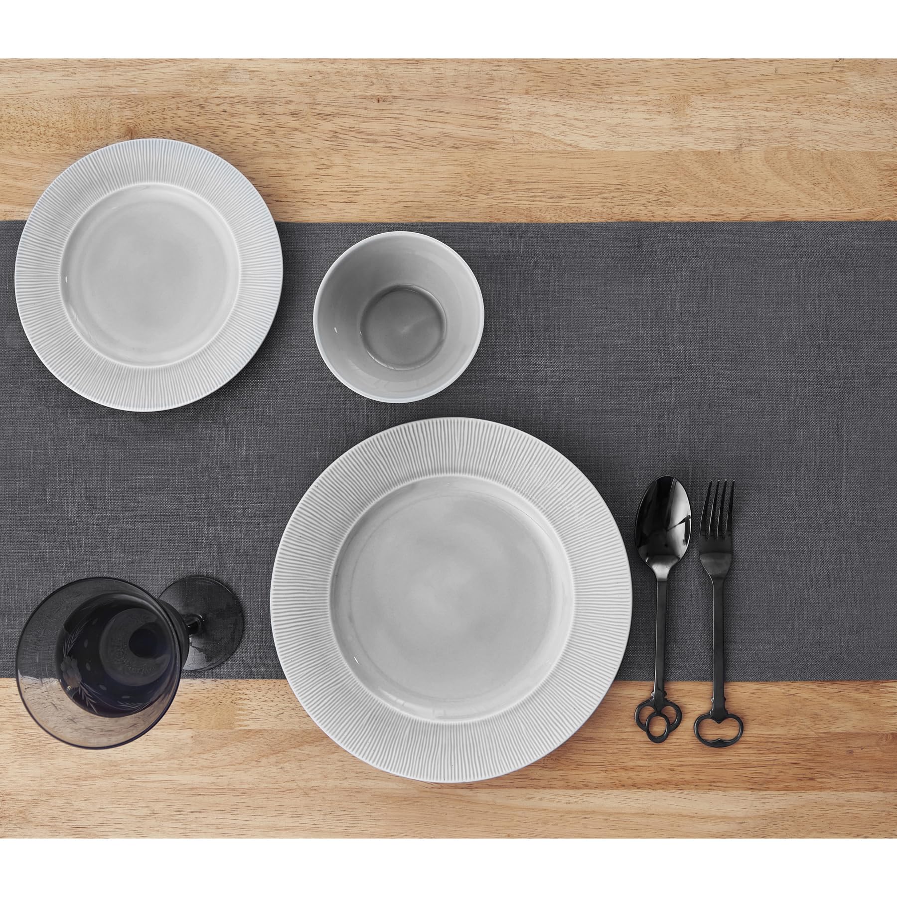 Solino Home Linen Charcoal Table Runner 36 Inch - Diana Medium Weight 100% Pure Linen Short Table Runner 14 X 36 Inch Ideal For