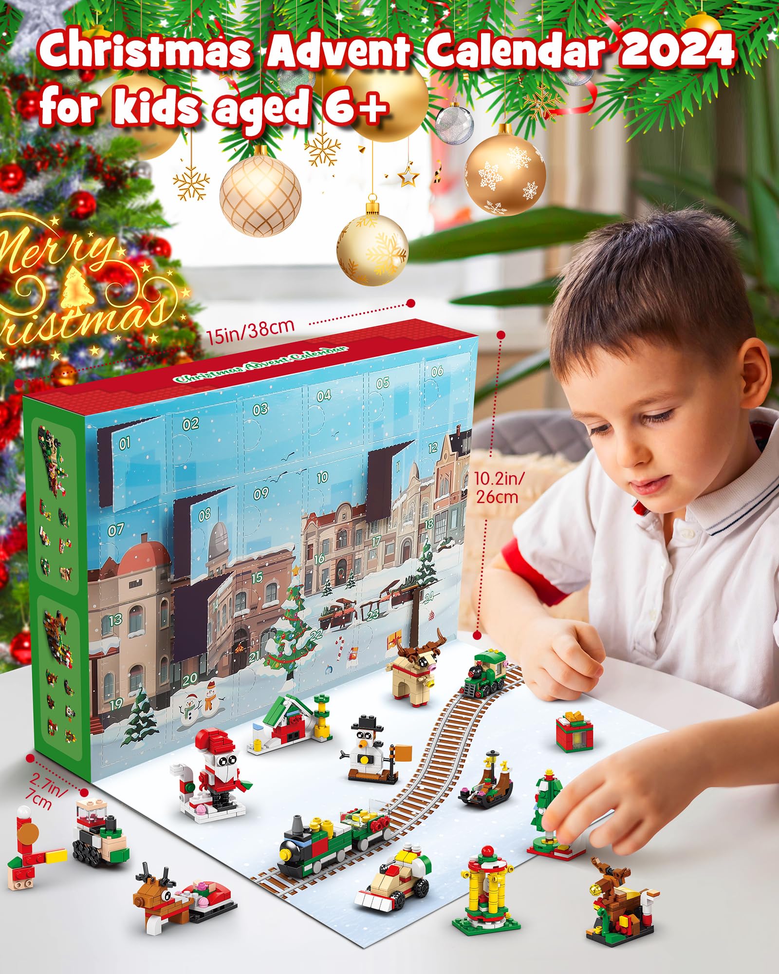 D-FantiX Christmas Advent Calendar 2025 for Kids, 24 In 4 Building Blocks Toy Sets, 24 Days Christmas Countdown Calendar, Xmas G