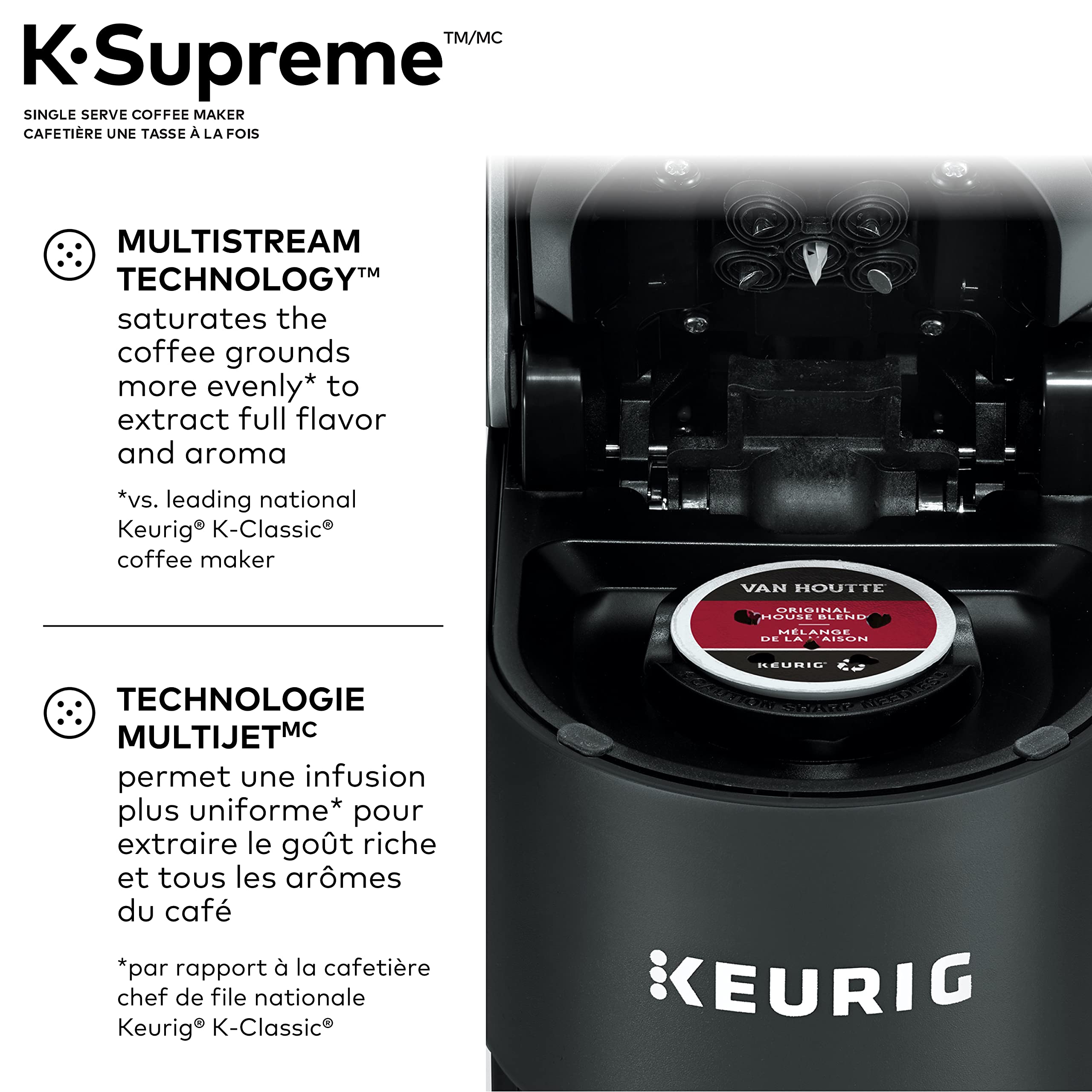 Keurig K-Supreme Coffee Maker - Single Serve Brewer with MultiStream Technology, 66 Oz Reservoir, Black, Model 062151515284