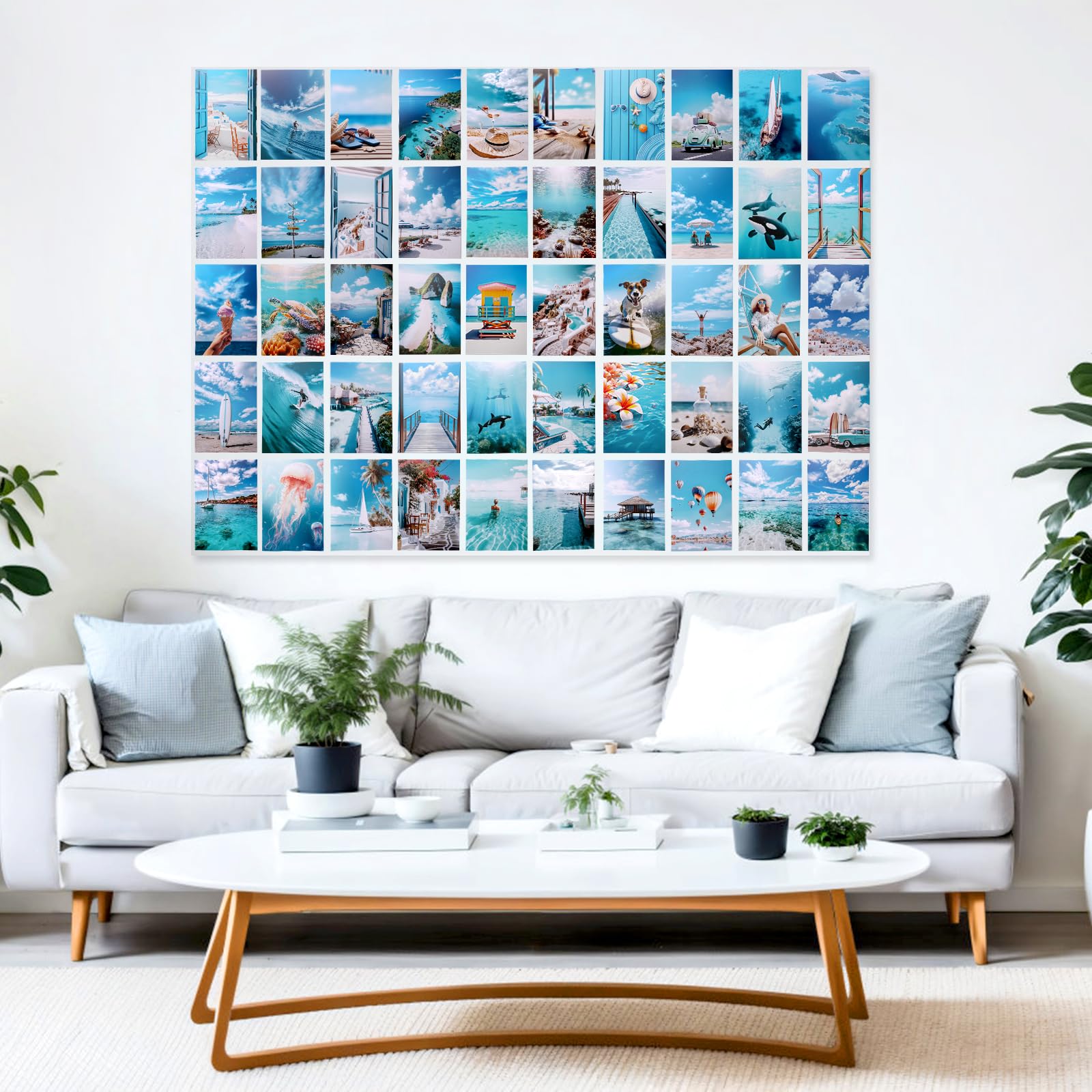LIIGEMI 70PCS Blue Wall Collage Kit Aesthetic Pictures  Summer Beach Collage Print Kit  Bedroom Decor for Teen Girls  VSCO Girls Bedroom Decor  Aesthetic Posters 70 Set 4x6 Inch (Blue)