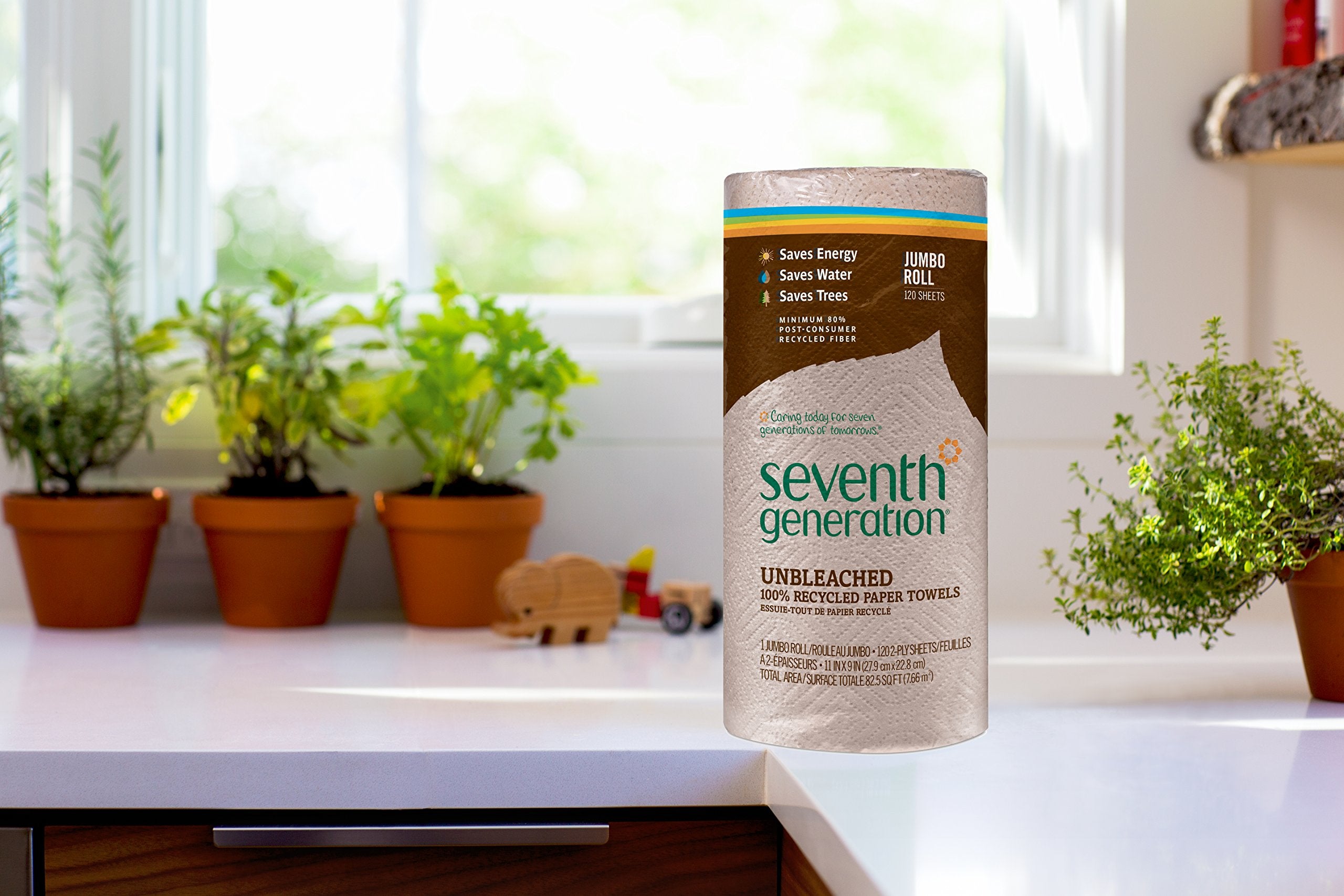 Seventh Generation Unbleached Paper Towels, 100% Recycled Paper, 30 Jumbo Rolls