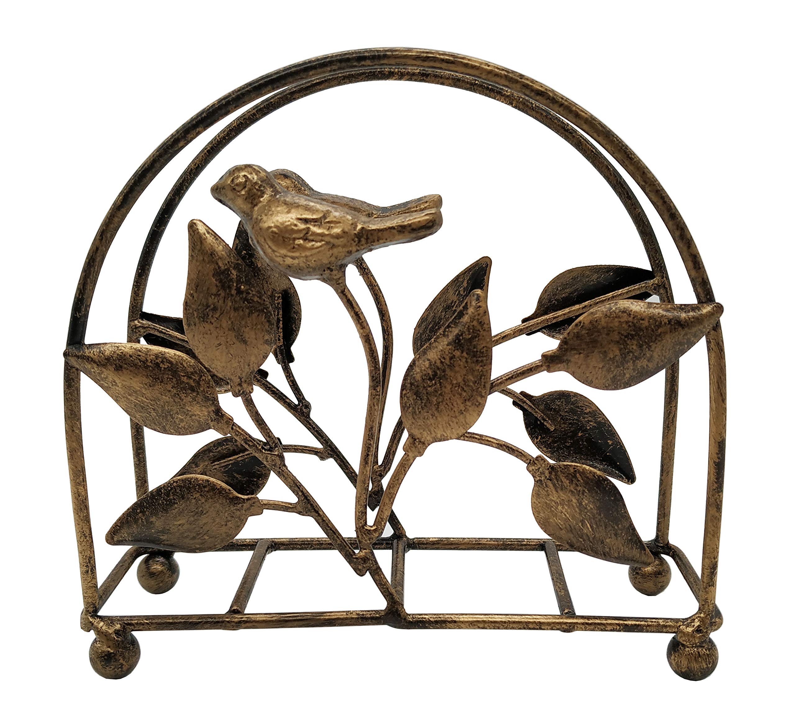 Cast Iron Bird & Tree Classic Napkin Holder/Tabletop Freestanding Tissue Dispenser, Bronze