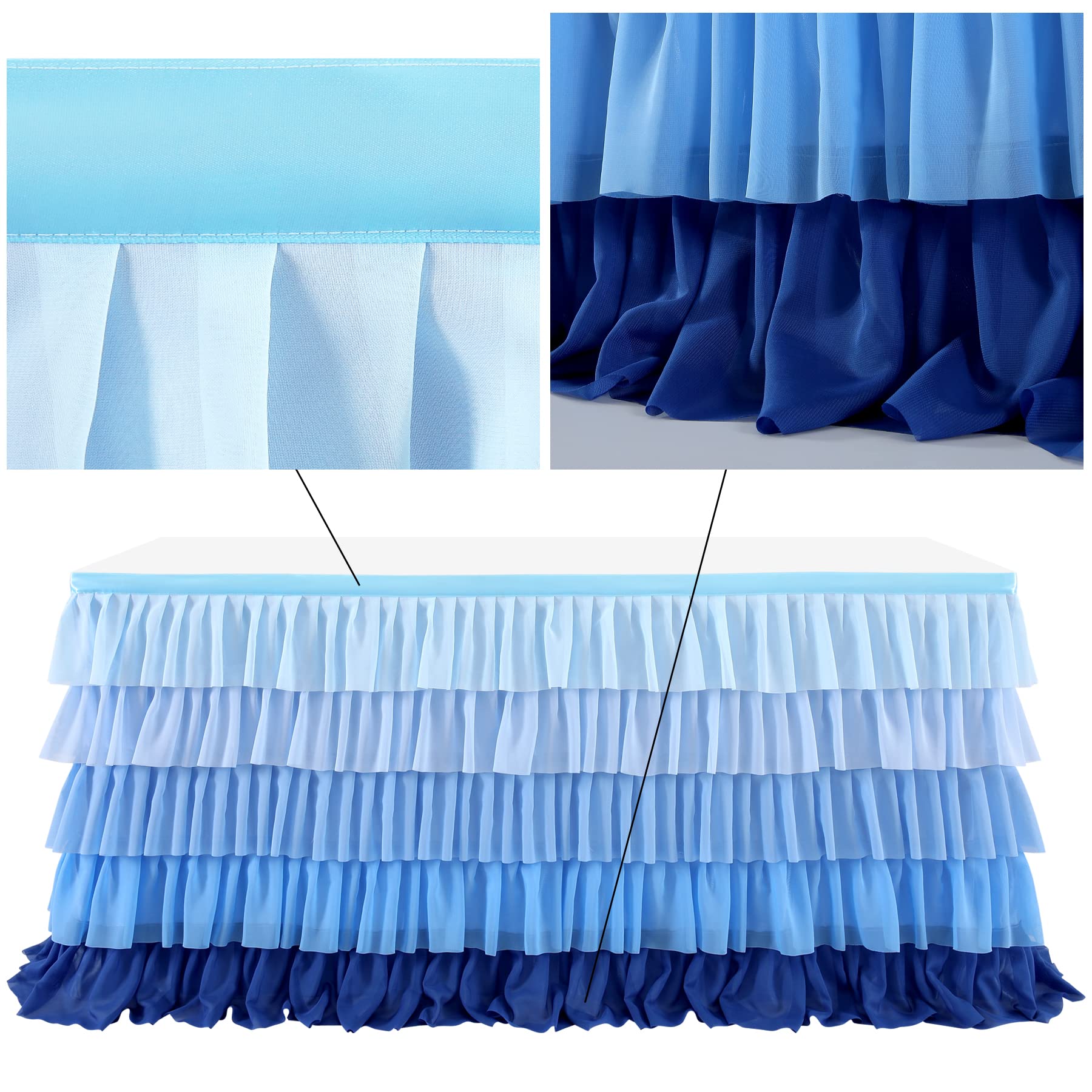 Besutolife Blue Table Skirt Tutu Tablecloth For Under The Sea Party Frozen Decorations Gender Reveal Birthday Elephant Baby Show