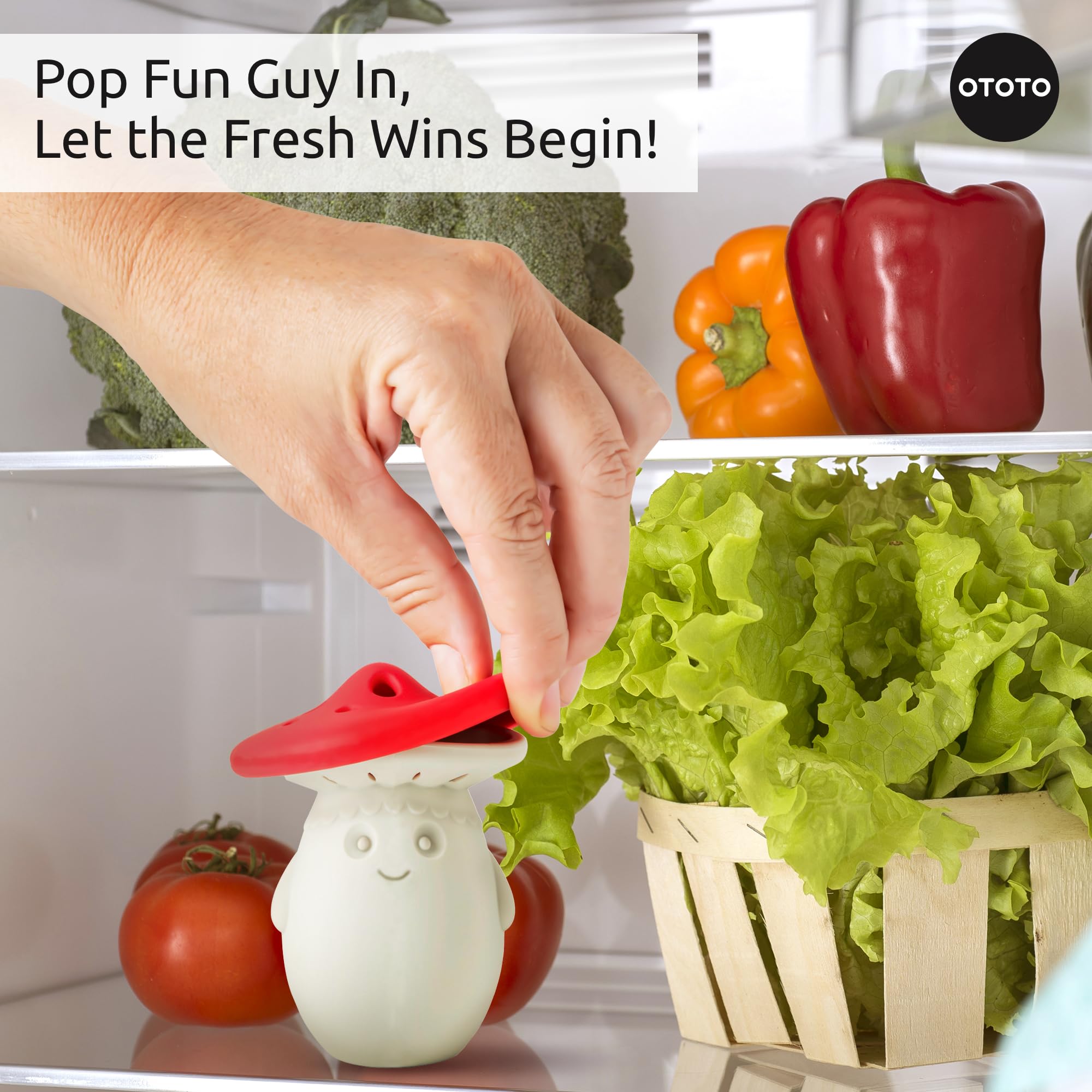 Ototo Fun Guy Fridge Deodorizer - Food-Grade Fridge Smell Eliminator - Baking Soda Deodorizer Holder, Dishwasher Safe And Bpa Fr