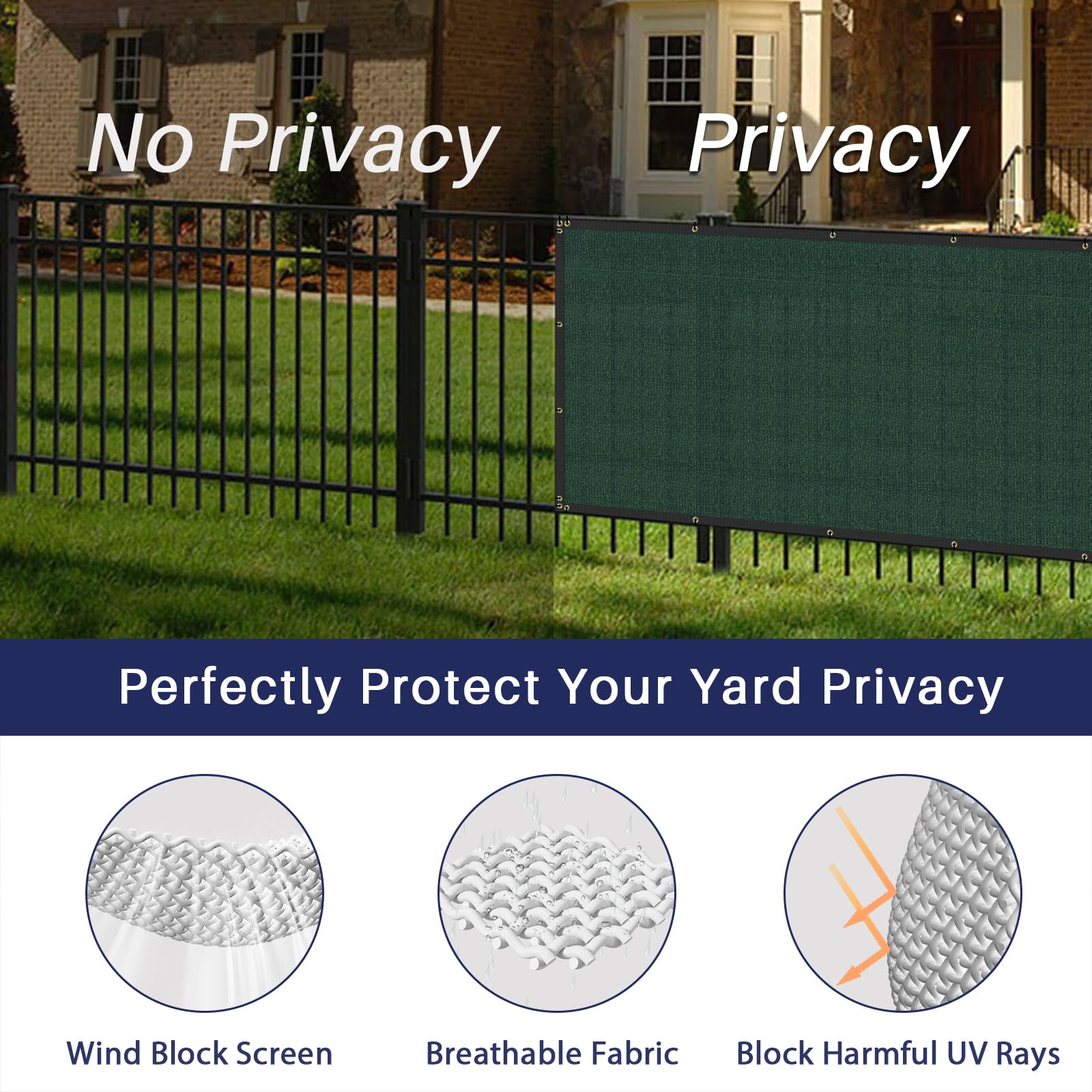 Windscreen4Less Heavy Duty Fence Privacy Screen Green 4 X 13 With Reinforced Gindings And Grass Grommets Garden Windscreen Mesh