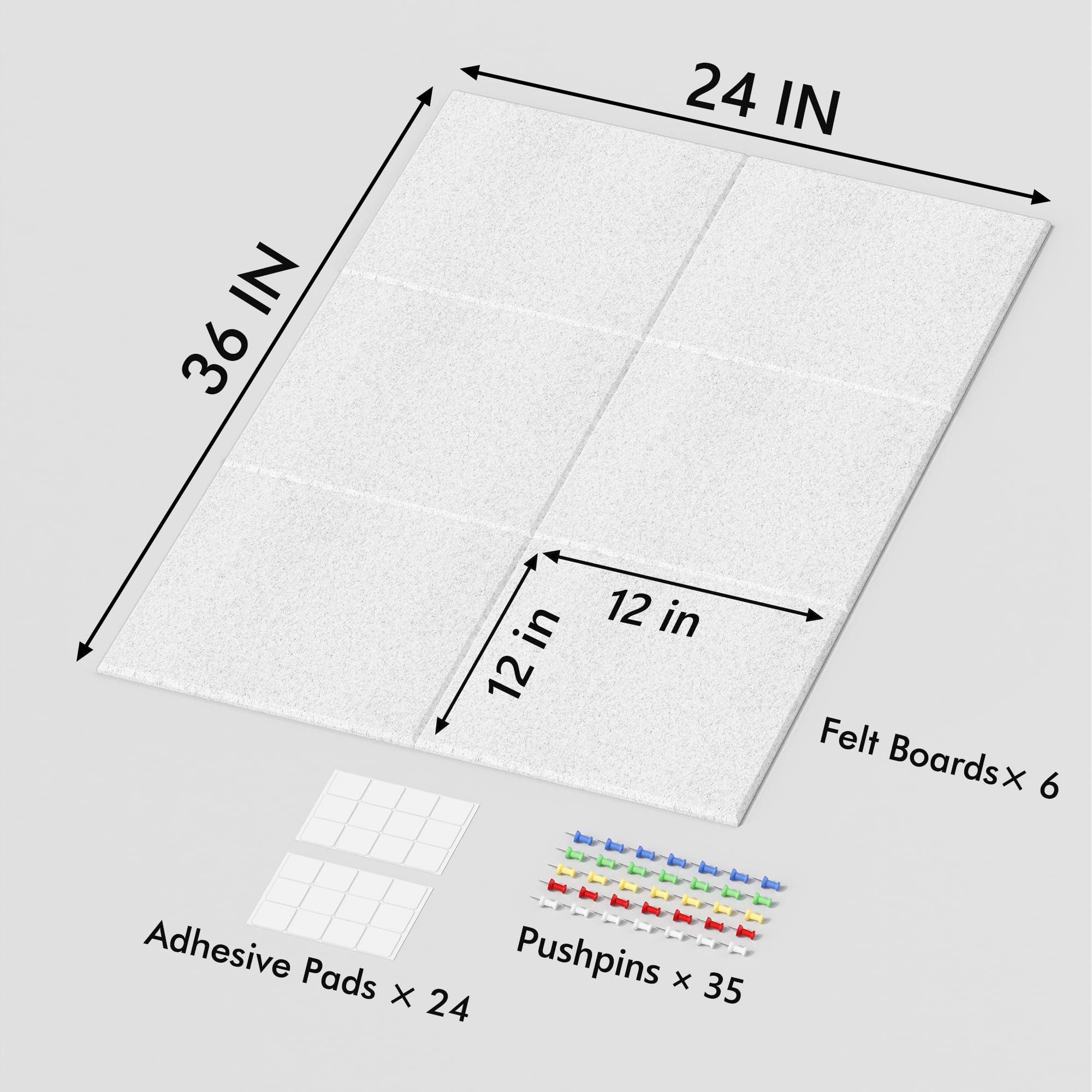 Neatsure Large Cork Board for Wall, 36 x 24 Bulletin Board with Pushpins, 6 Panels Felt Tiles Tack Push Pin Board for Office, Si