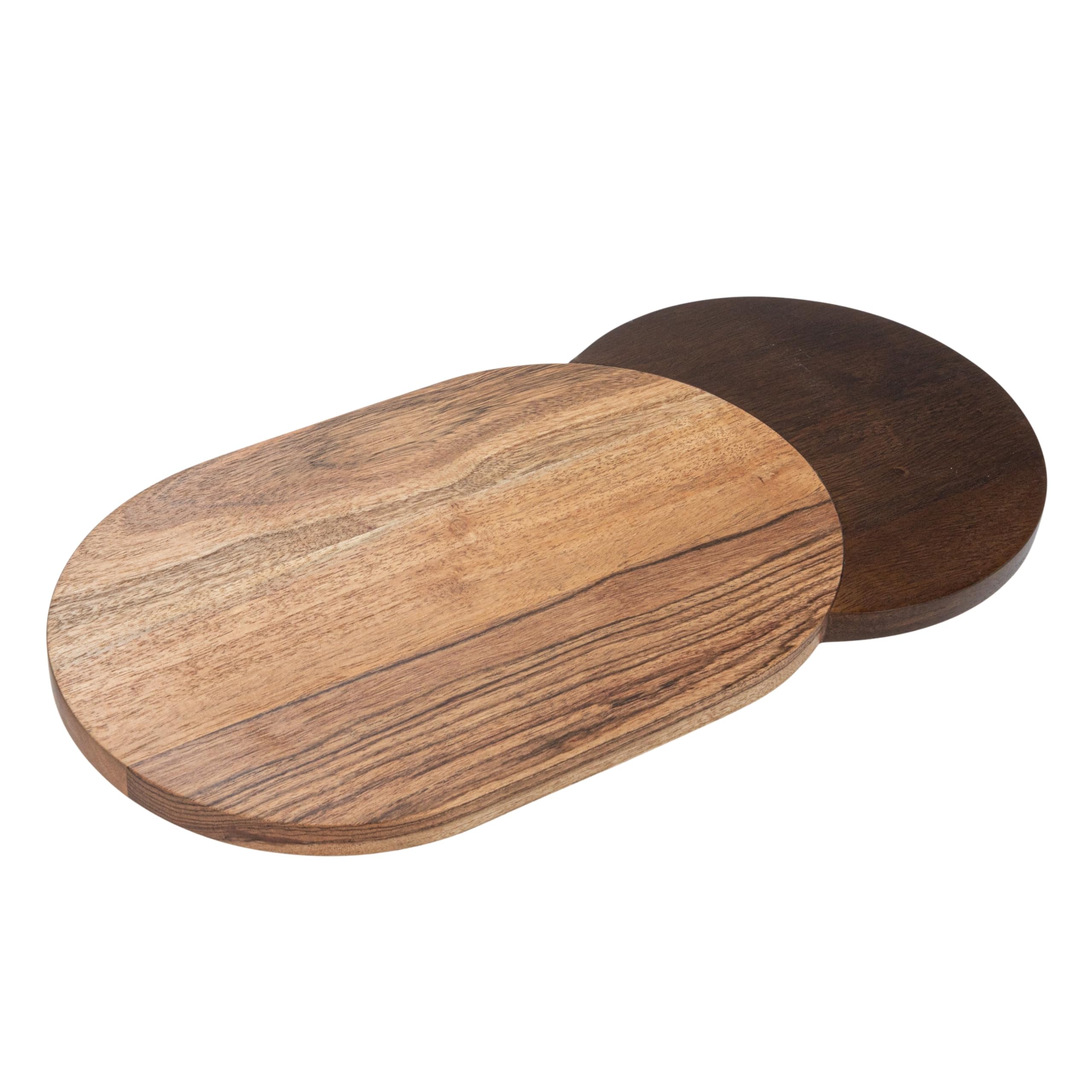 Bloomingville Oval TwoTone Wood Cheese and Serving Board, Natural and Walnut
