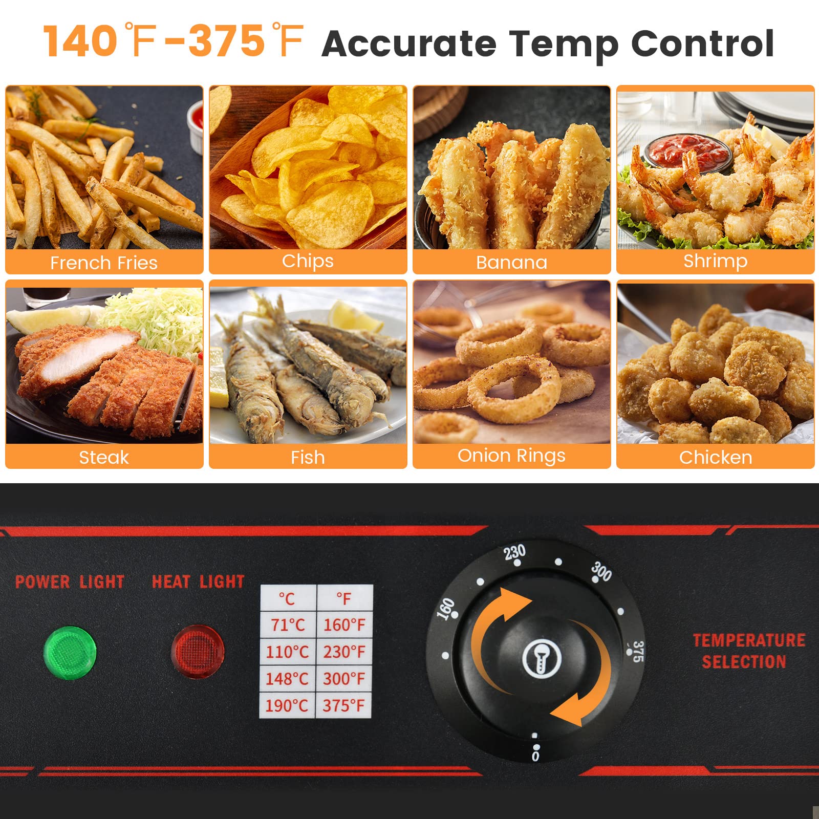 Costway Commercial Deep Fryer, 5000W Electric Countertop Fryer With Dual Large Tanks, 2 Baskets & 2 Lids, Stainless Steel Hot Oi