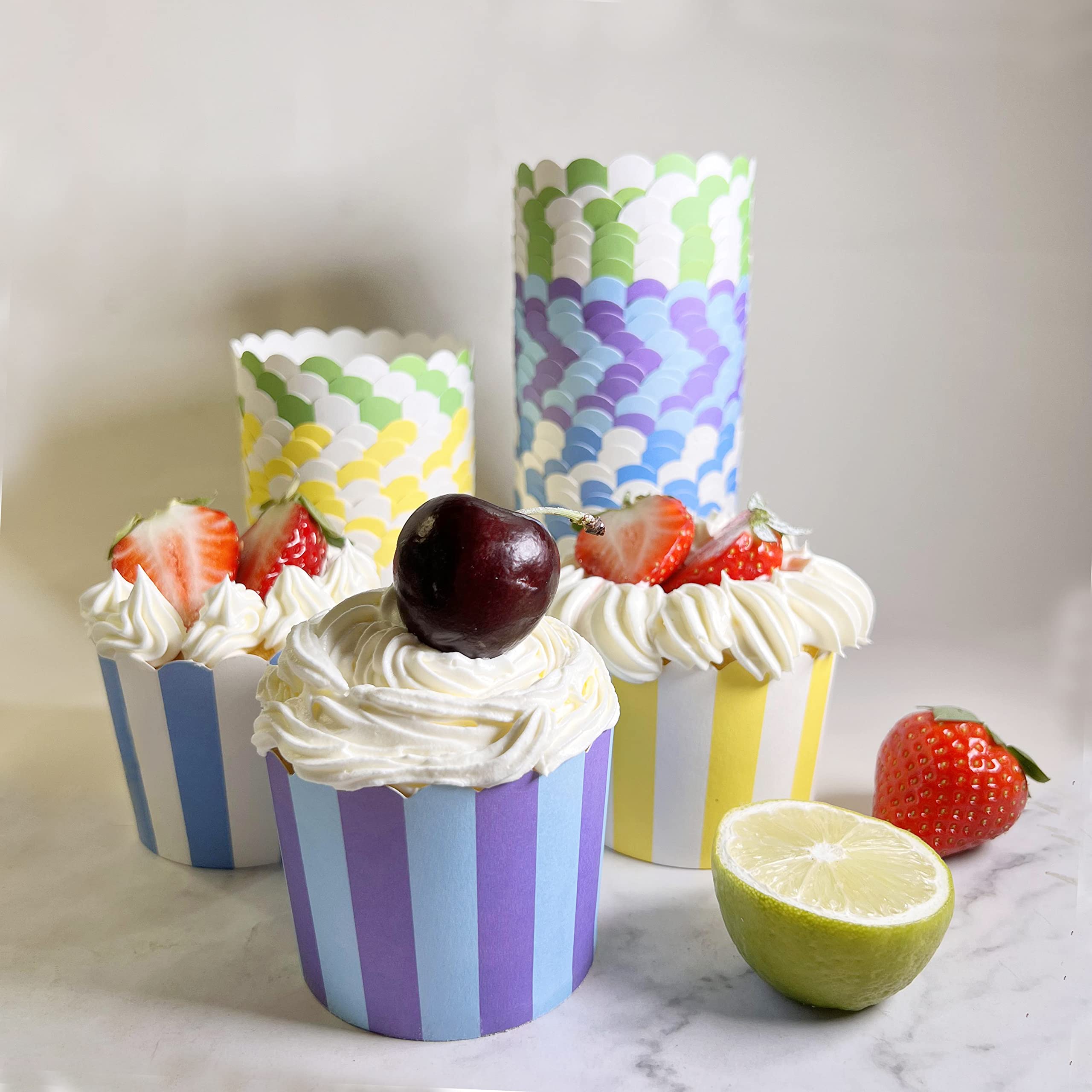 Gabkey 100Pcs Random Colorful Premium Greaseproof Cupcake Paper Liners No Muffin Pan Needed Cupcakes Papers