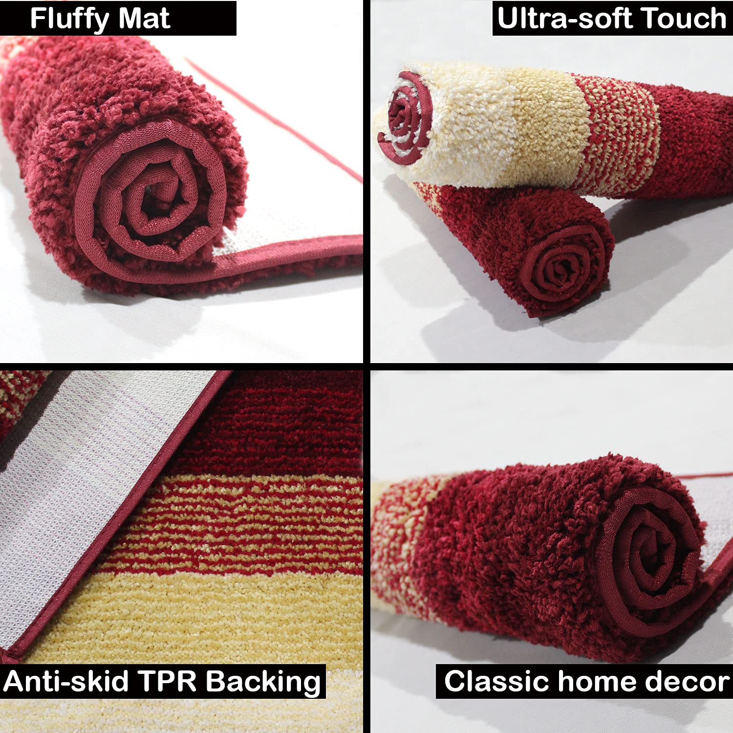 Luxe Home Super Soft Microfiber Bathroom Mat 40X60 Cm Non-Slip Bath Mat For Home, Bedroom, And Living Room - Lava