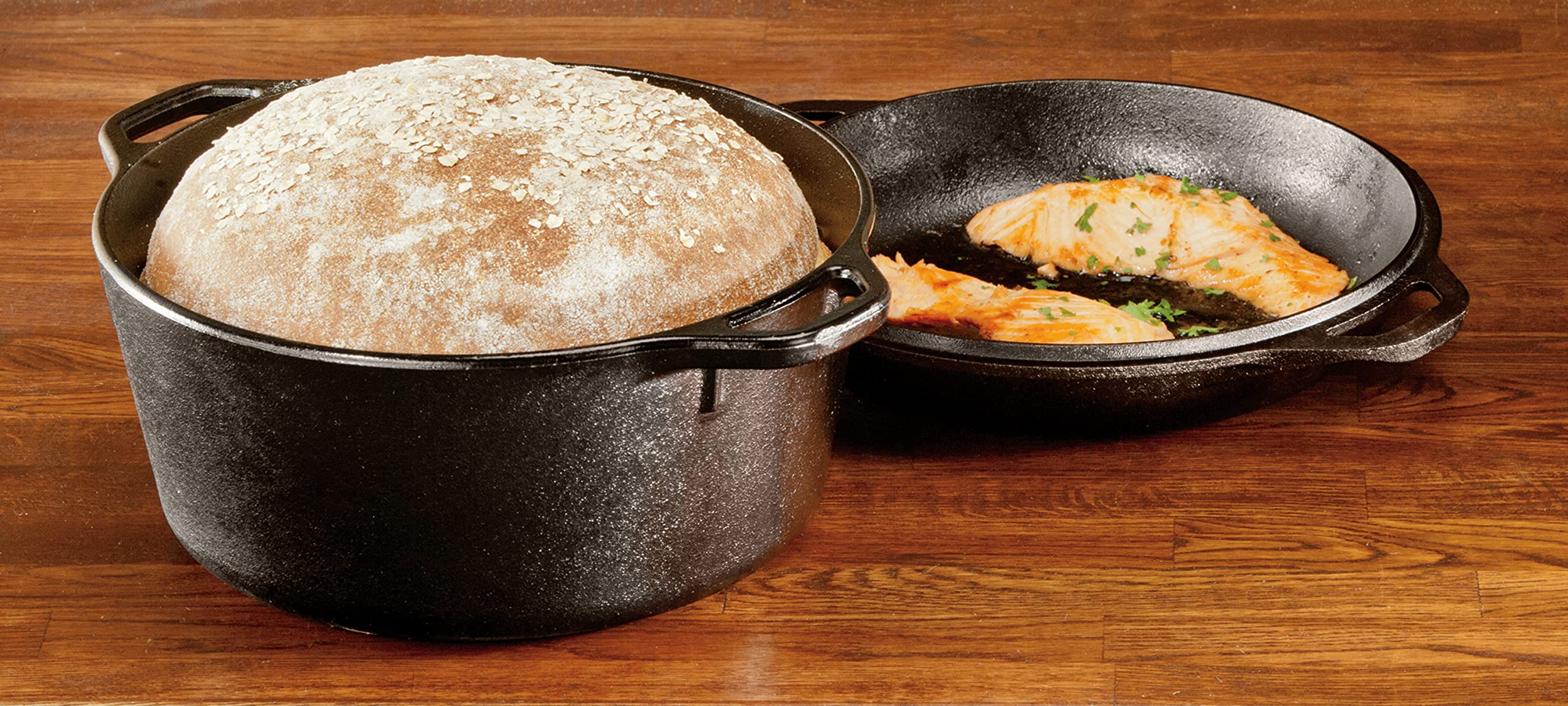 Lodge Cast Iron Serving Pot Cast Iron Double Dutch Oven, 5-Quart