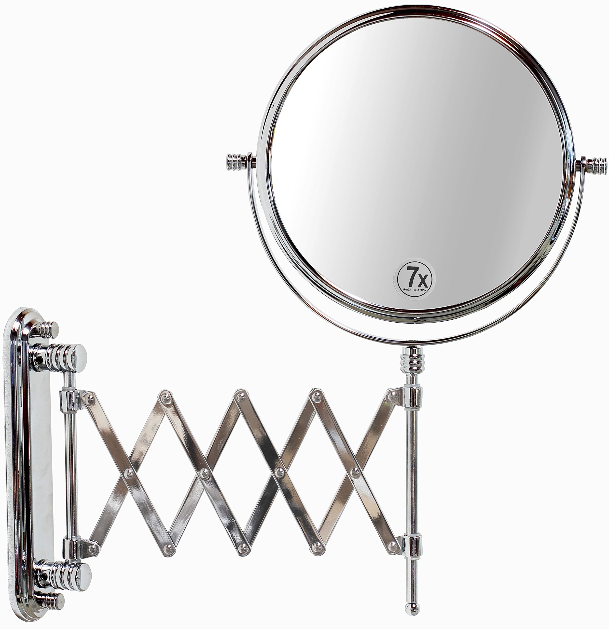 Deco Brothers Wall Mount Extendable Mirror, 8 Inch Double Side With 7X Magnification, Chrome