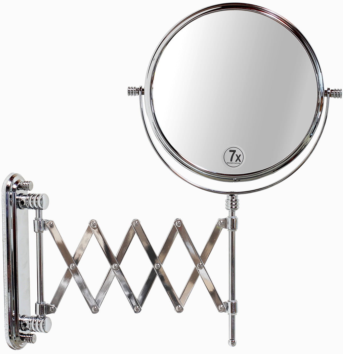 Deco Brothers Wall Mount Extendable Mirror, 8 Inch Double Side With 7X Magnification, Chrome