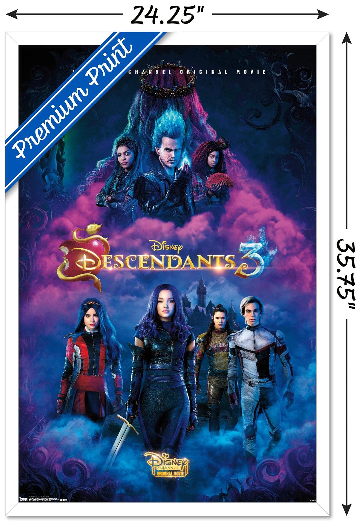 Trends International Disney Descendants 3 - One Sheet Wall Poster, 22.375'' X 34'', White Framed Version