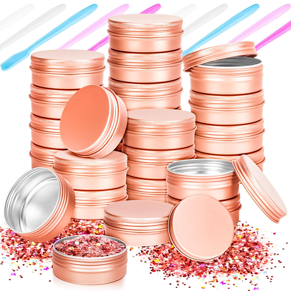 Motbach 24 Pack 0.5Oz Tin Jars, 15Ml Metal Tin Cans, 1/2 Ounce Aluminum Tin Can Jar Containers With Lid For Lotion Bars, Spices,