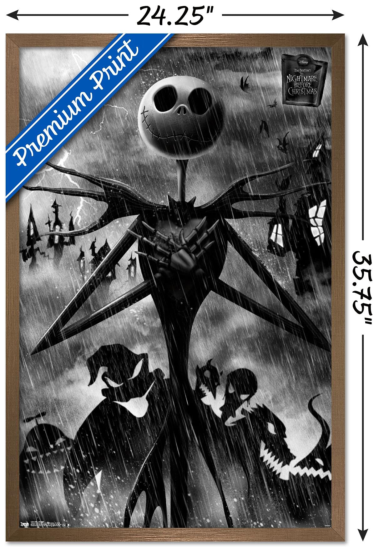 Trends International Disney Tim Burton'S The Nightmare Before Christmas-Shadows Wall Poster, 22.375'' X 34'', Bronze Framed Vers