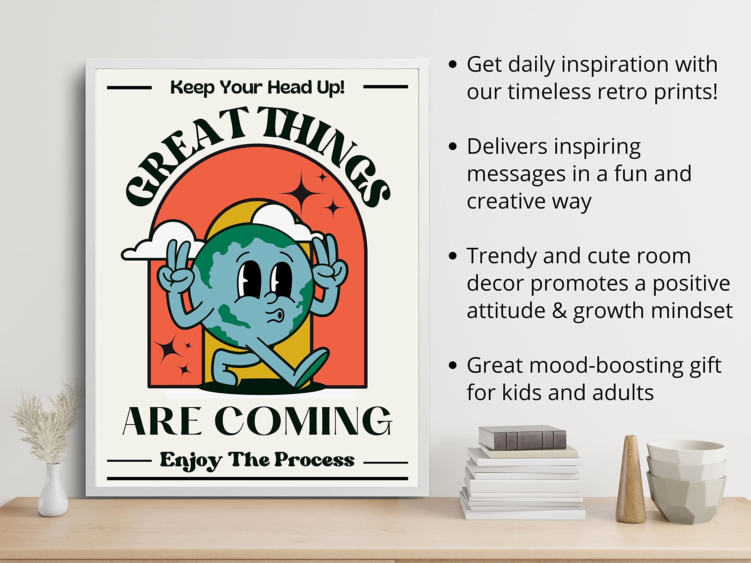 Retro Poster Wall Art Print, Positive Quote Funny Motivational Inspirational That Girl Room Decor Aesthetic For Teen Girls , Col