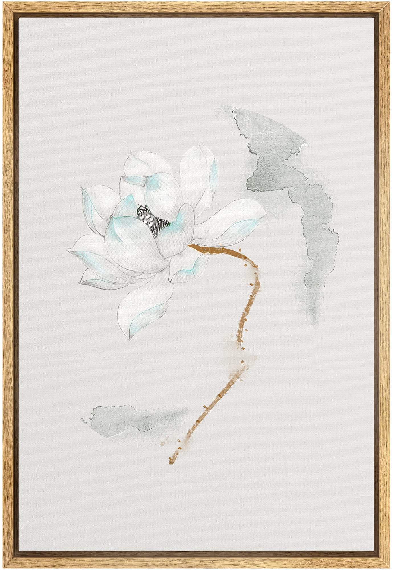 Nwt Framed Canvas Print Wall Art Watercolor Effect White Magnolia Flower Floral Plants Illustrations Modern Art Minimalist Sceni