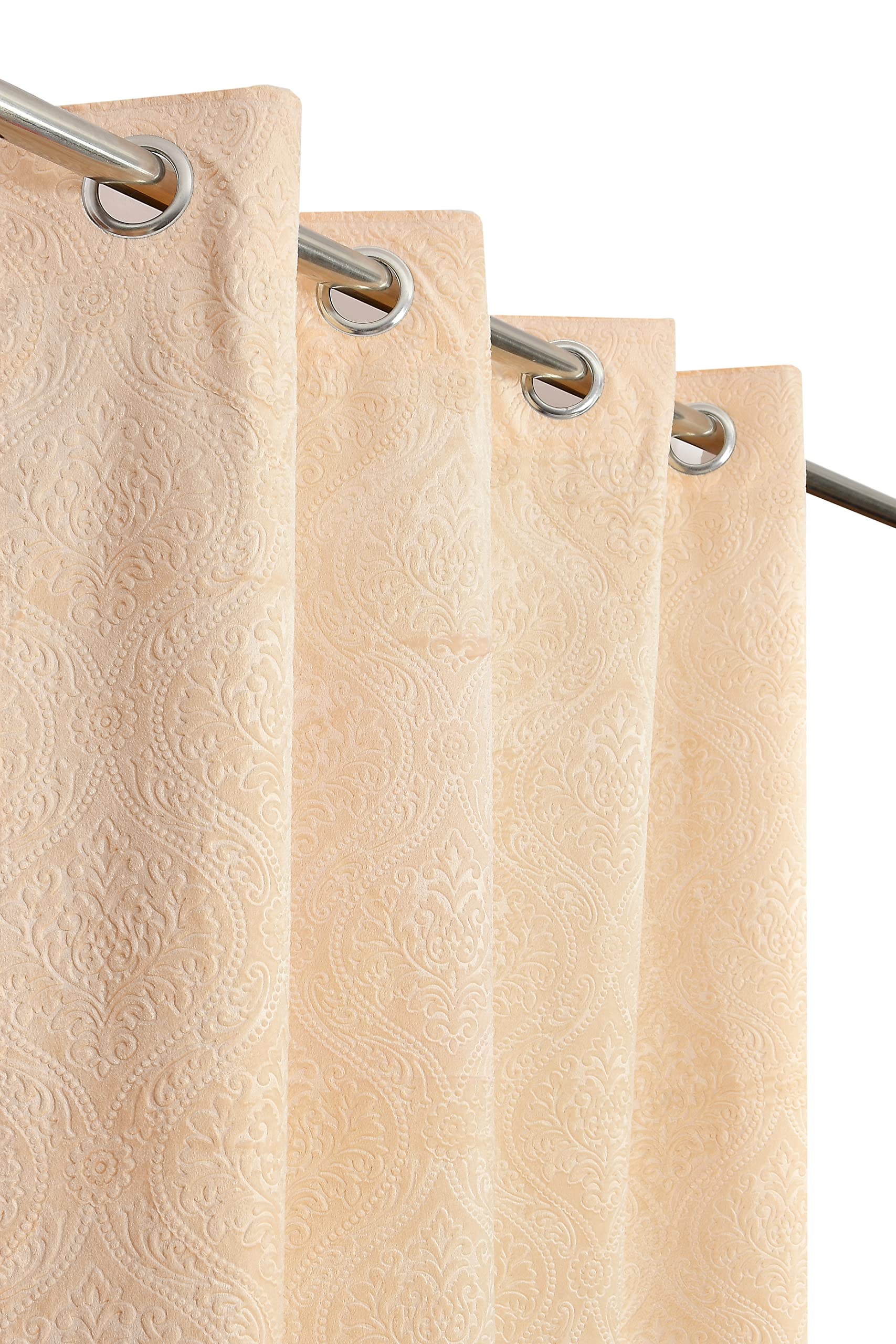 Homefab India 1 Piece Velvet Long Door Curtain - 9 Feet, Room Darkening Curtains, Cream