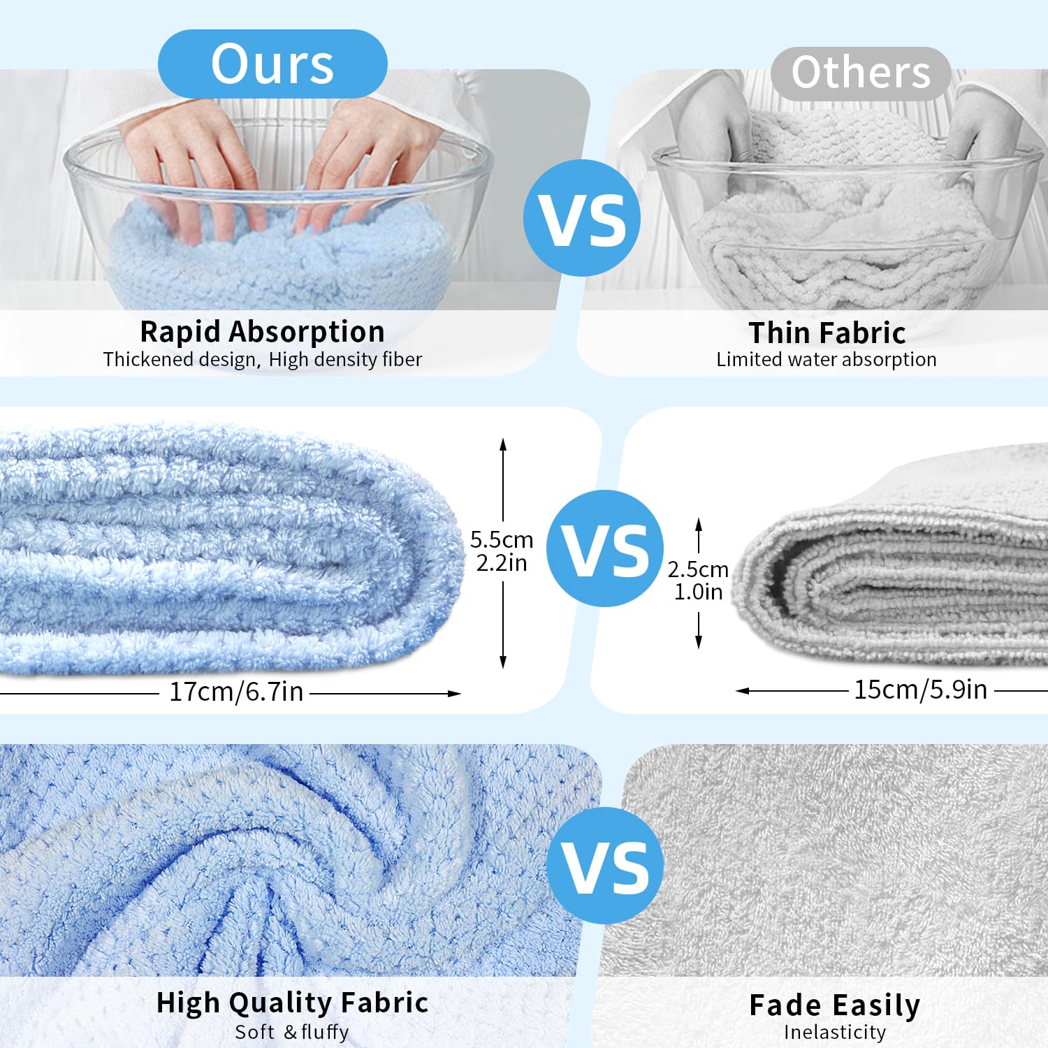 my novel things 3 Pack Hair towel wrap for women, 25.4'' x 9.8'' Microfiber Hair Towel, Super Absorbent Hair Towel Wrap, Quick D