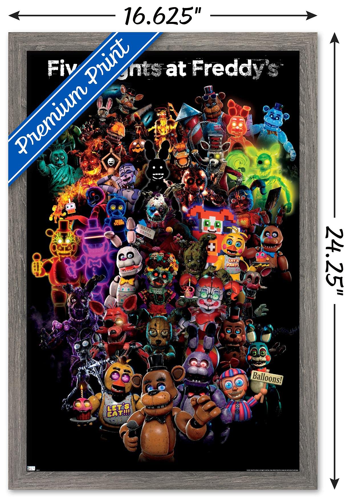 Trends International Five Nights At Freddy'S: Special Delivery - Collage Wall Poster, 14.72'' X 22.37'', Barnwood Framed Version