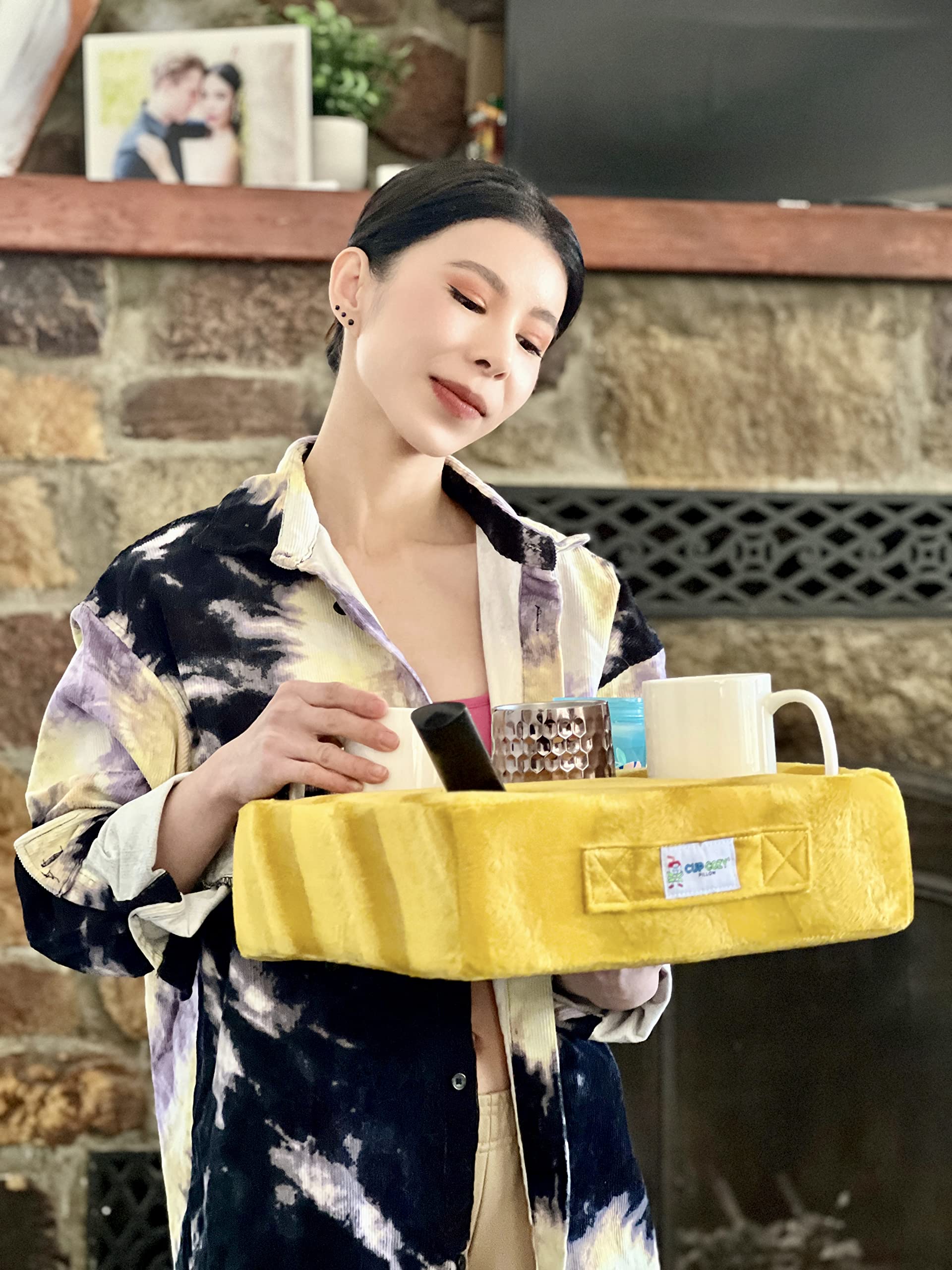 Cup Cozy Deluxe Pillow (Yellow) As Seen On Tv -The World'S Best Cup Holder! Keep Your Drinks Close And Prevent Spills. Use It An