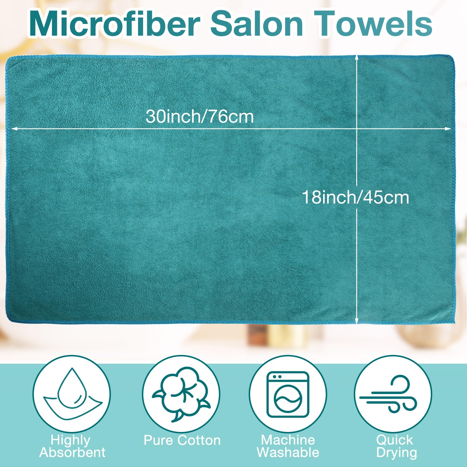 Newwiee 72 Pack Bleach Proof Towels Bulk for Salon Hair Microfiber Towels 18 x 30 Inch Dry Lint Free Hair Drying Salon Towel Han