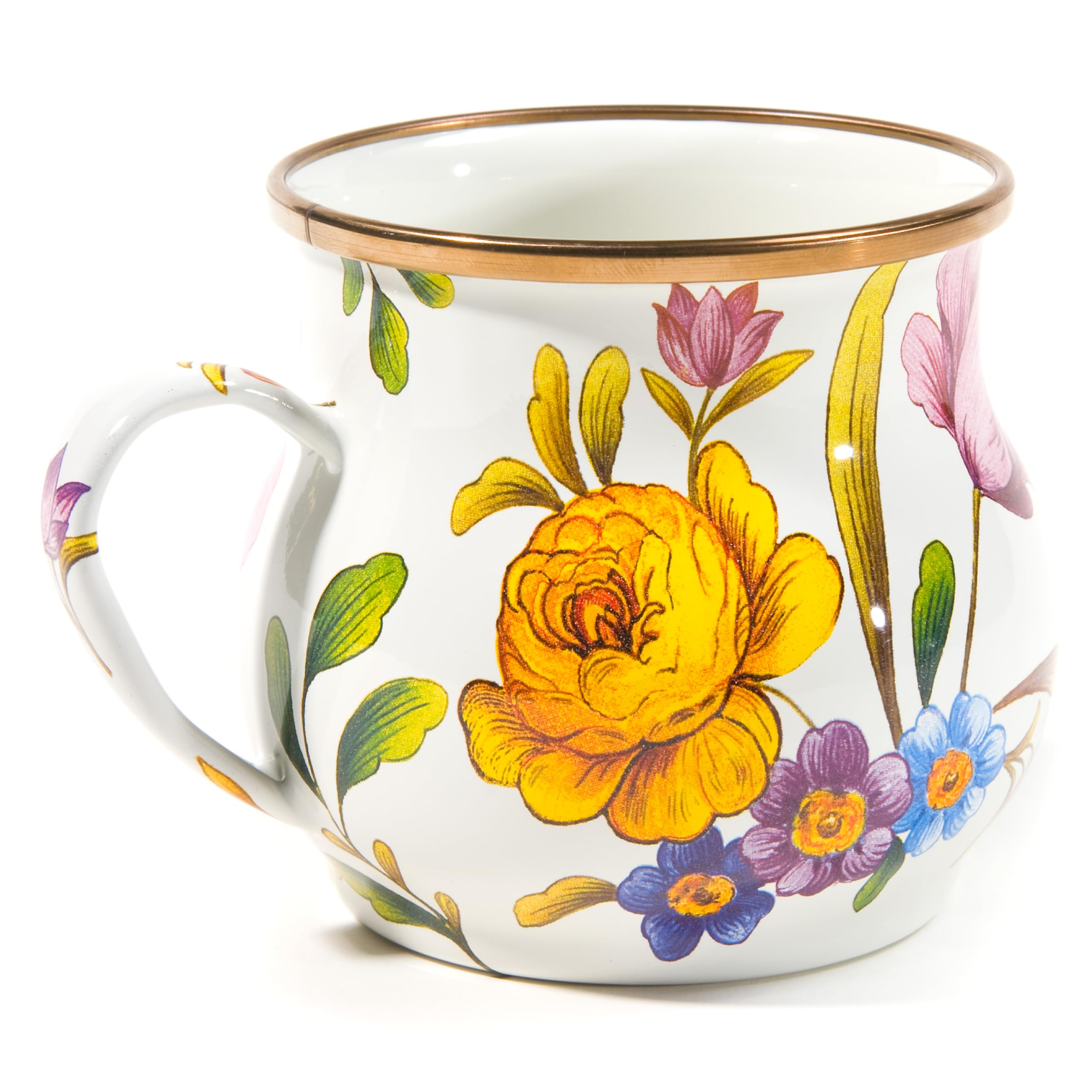 MACKENZIECHILDS Enamel Mug, 16 Ounces, White Flower Market